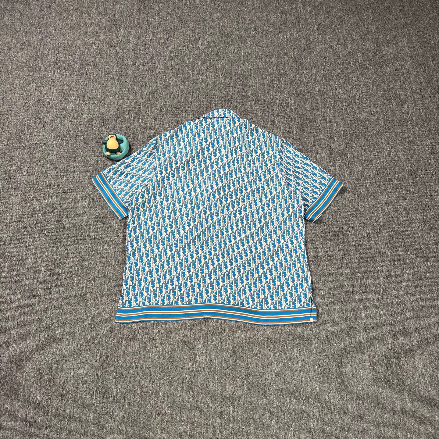 Dior Dior Blue Allover Print Ribbed SS Shirt 42 Mint Size US XS / EU 42 / 0 - 2 Thumbnail