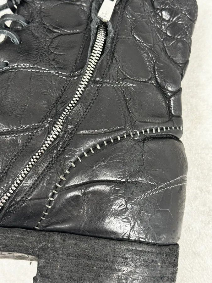 Isaac Sellam Experience Isaac Sellam Premiata Black Crocodile Leather Combat Boots Size US 11 / EU 44 - 5 Thumbnail