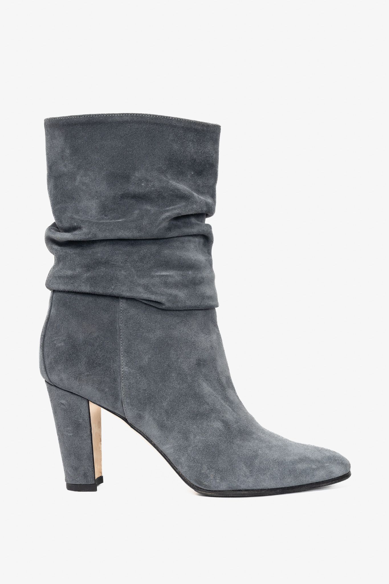 Manolo Blahnik Manolo Blahnik Shushan Grey Suede Slouchy Mid-Calf Boots Size US 4.5 / IT 34.5 - 1 Thumbnail