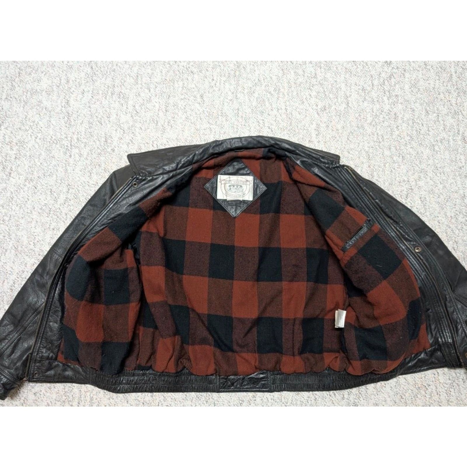 Vintage VINTAGE John Ashford Bomber Jacket Men's Leather XL 46-48 Black Cowhide Distressed 1990s 1980s Buttons Snap Zipper Boxy Classic Size US XL / EU 56 / 4 - 7 Thumbnail