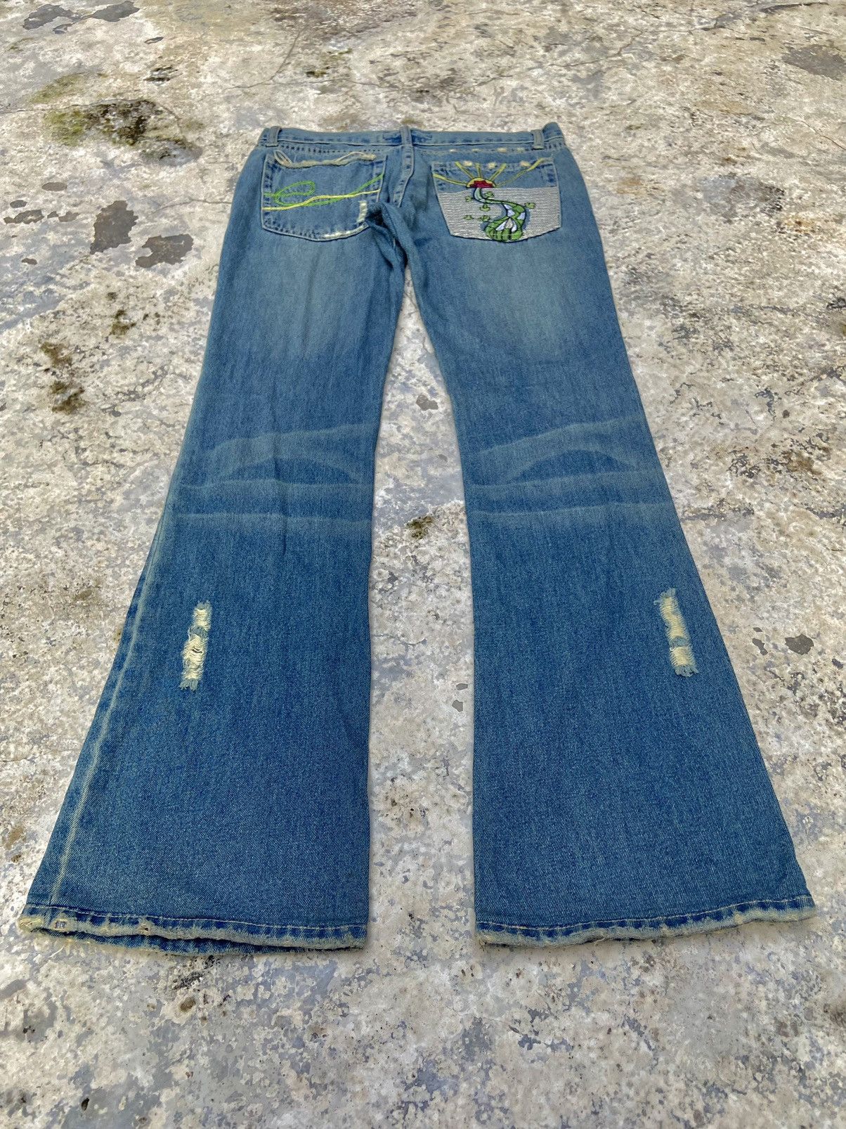 20471120 × If Six Was Nine × Japanese Brand Y2K fancy collection flare disetressed denim pants Size 30" / US 8 / IT 44 - 3 Thumbnail