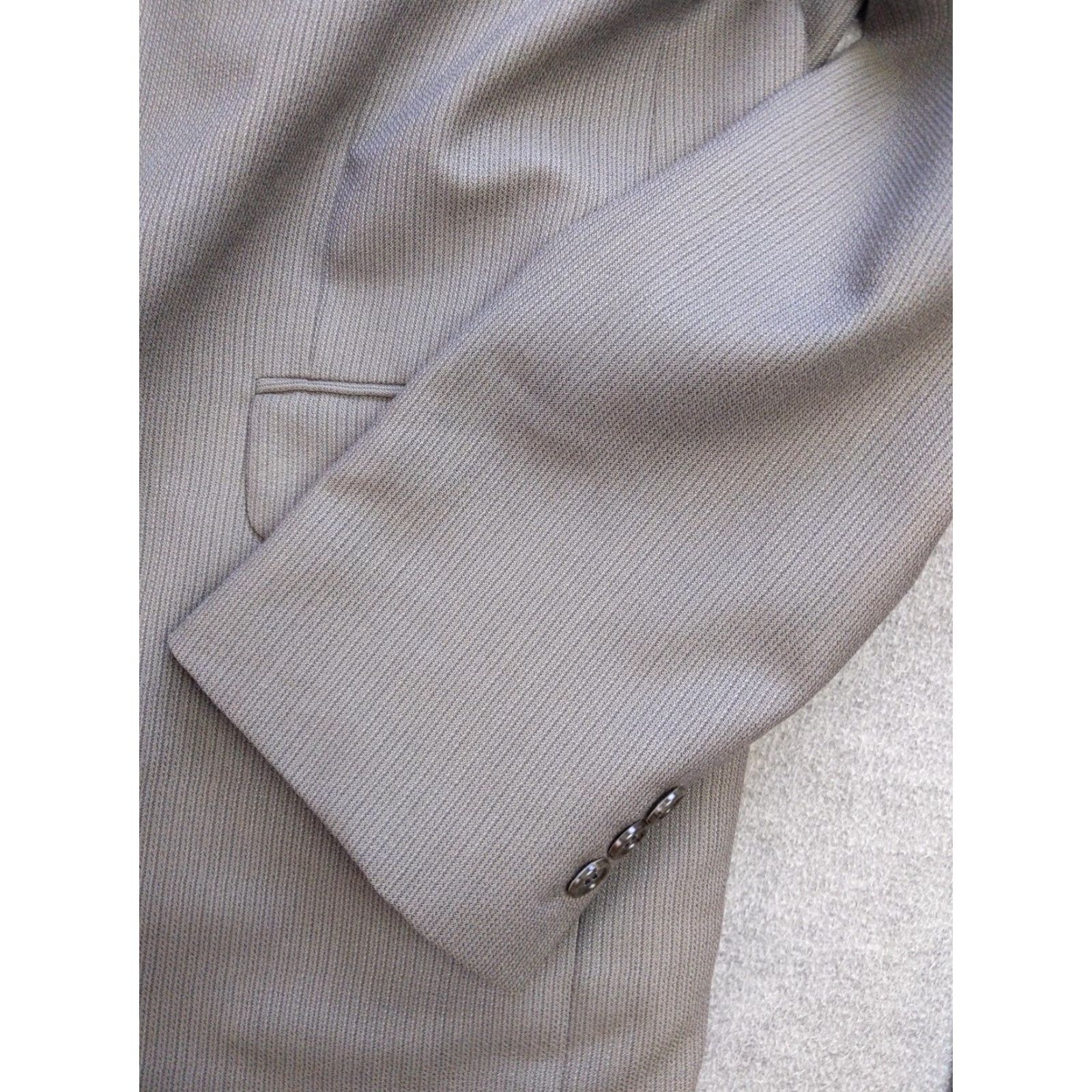Vintage Petrocelli Suit Mens XL Gray 2 Piece Wool Blazer Pants Classic USA Slim Pinstripe Notch Lapel Long Coat Alphabet: XL44? Size 46R - 2 Thumbnail