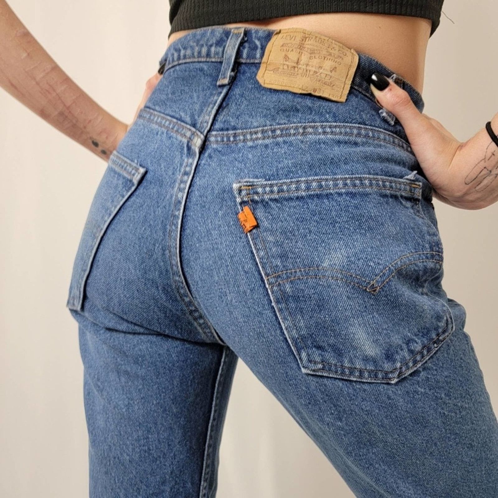 Levi's Rare Vintage 1983 Levis 20505 0217 Orange Tab Mom Jeans Size 29" - 6 Thumbnail