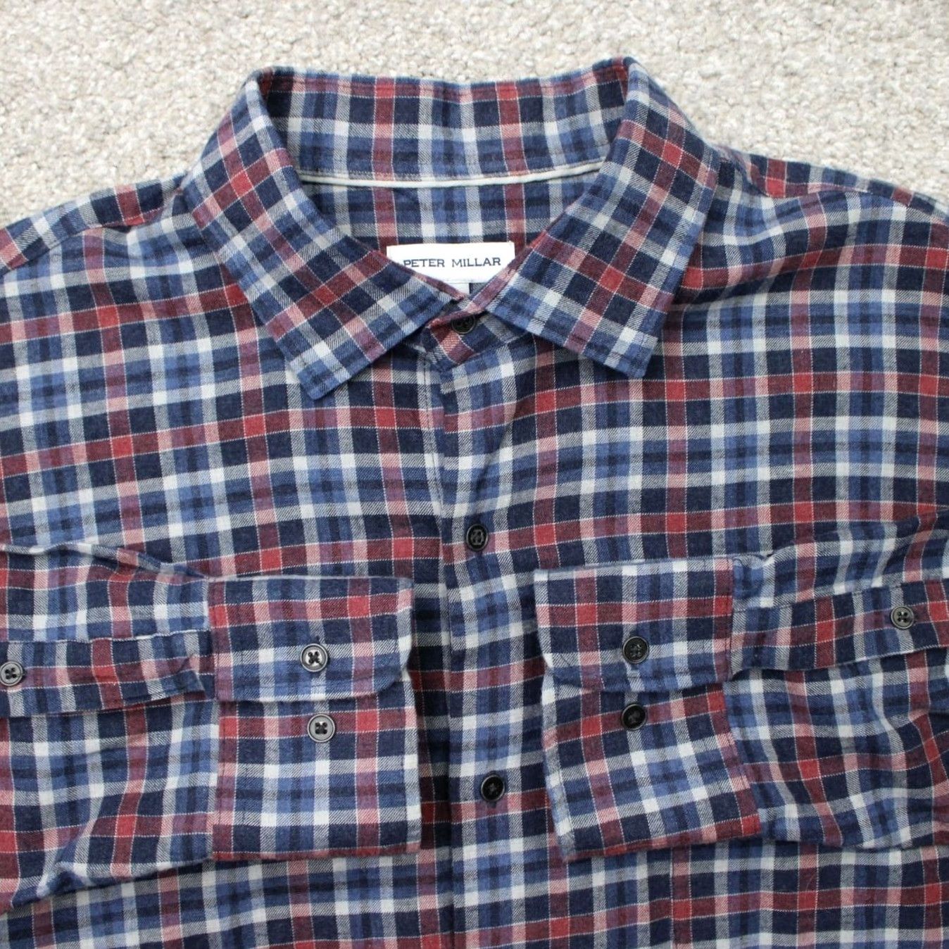 Peter Millar Peter Millar Shirt Men Large Red/Blue Plaid Gander Sport Cotton Long Sleeve Size US L / EU 52-54 / 3 - 2 Thumbnail