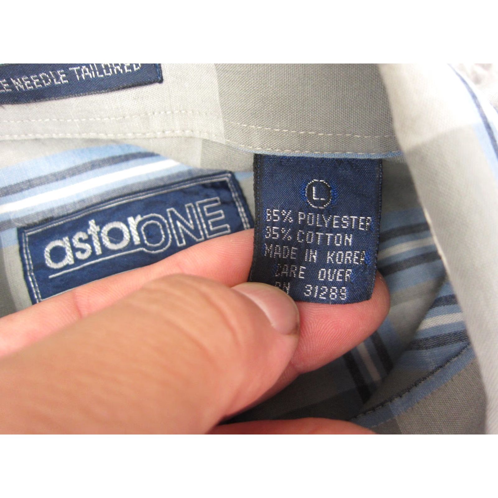 Vintage VINTAGE Astor One Shirt Mens Button-Up Gray Striped 90s 80s Large L Adult Men Shirt-Black? Size US L / EU 52-54 / 3 - 4 Thumbnail