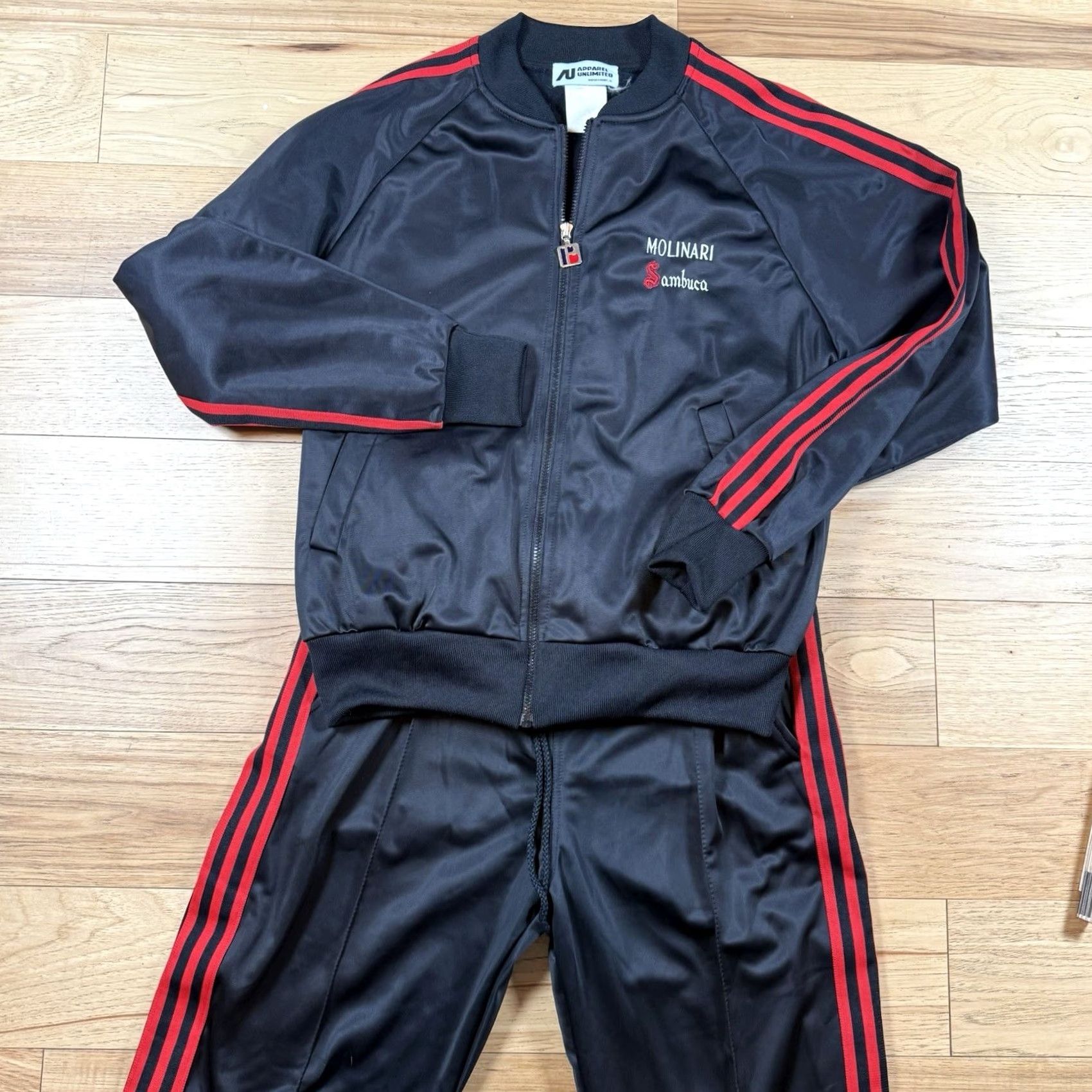 Vintage VINTAGE Apparel Unlimited Tracksuit Set Top Bottom Mens M Regular Black USA Made Activewear USA Smoothed Size 40R - 2 Thumbnail