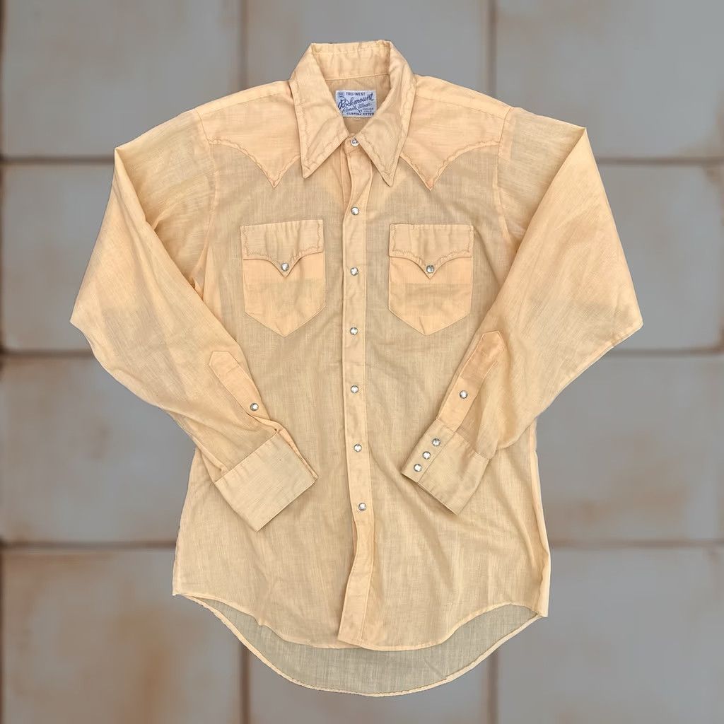 Vintage VINTAGE Rockmount Shirt Pearl Snap Rockabilly Cowboy Western Orange L Mens 70s 60s Rockabilly Look Polycotton Long Sleeve Regular Size US L / EU 52-54 / 3 - 1 Thumbnail