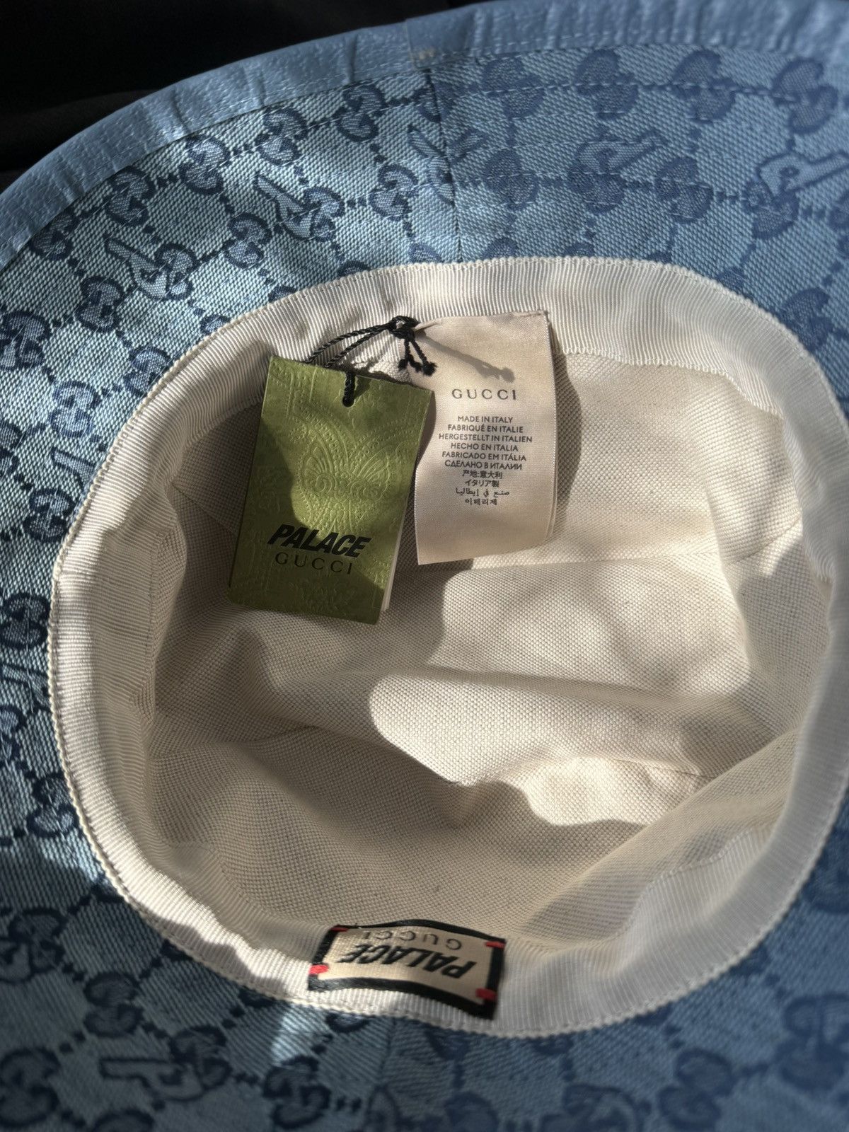 Gucci × Palace Palace x Gucci GG-P Monogram Bucket Hat Blue Size ONE SIZE - 3 Thumbnail