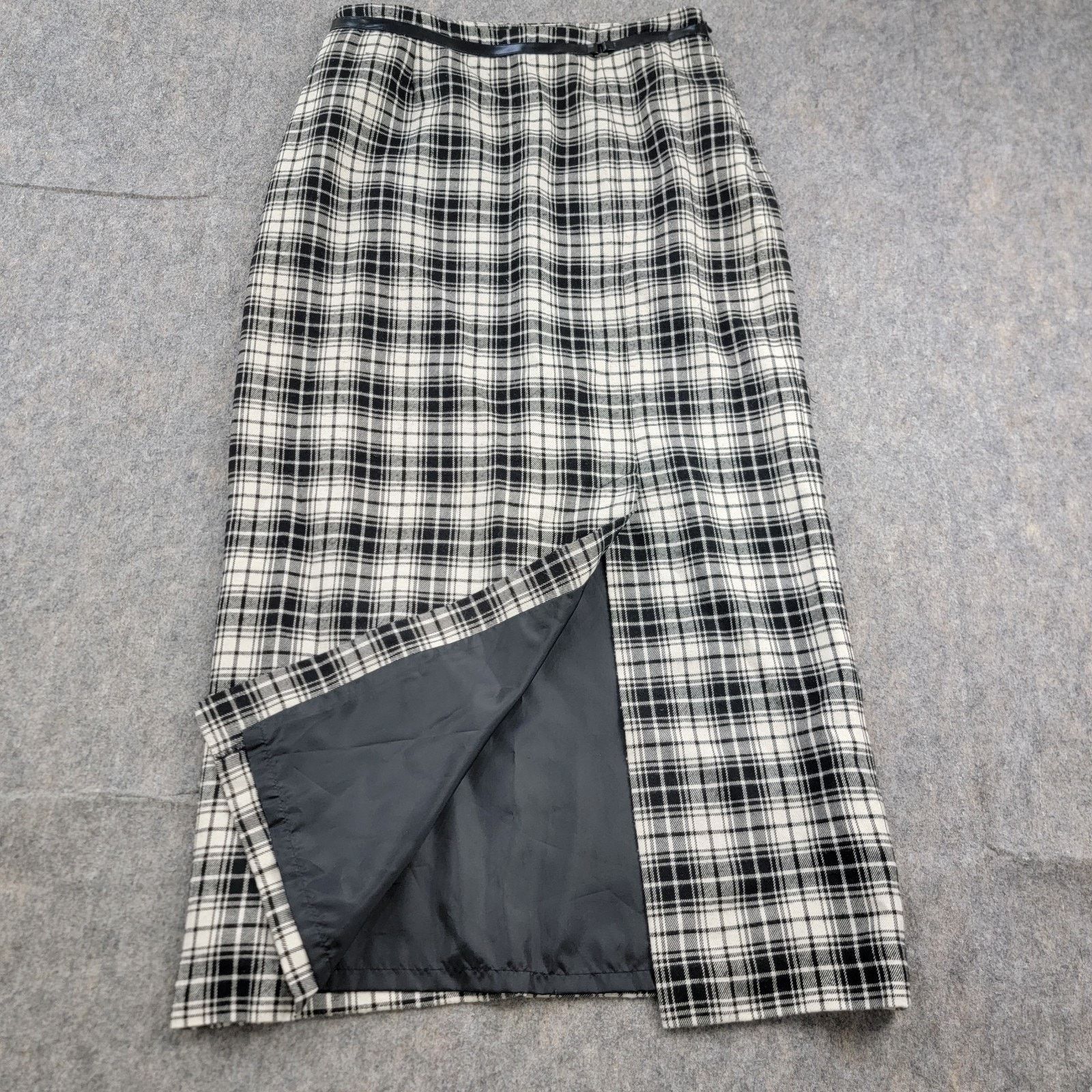 Vintage Stonebridge Y2K Plaid Check Maxi Pencil Skirt Front Slit Size 28" / US 6 / IT 42 - 2 Thumbnail
