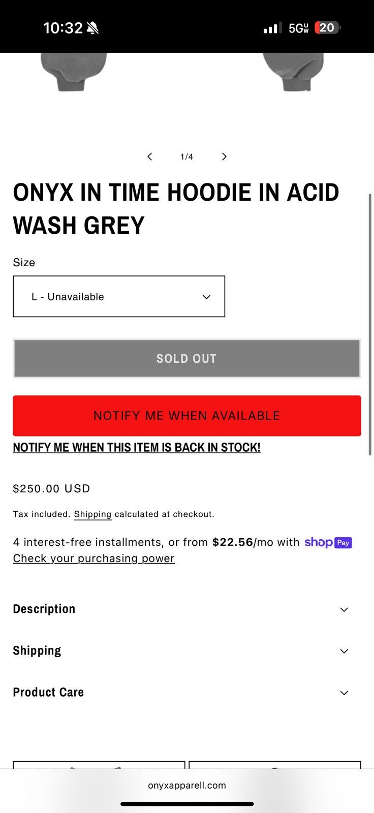 Other Onyx ‘In Time’ Hoodie Acid Grey Size US L / EU 52-54 / 3 - 6 Thumbnail