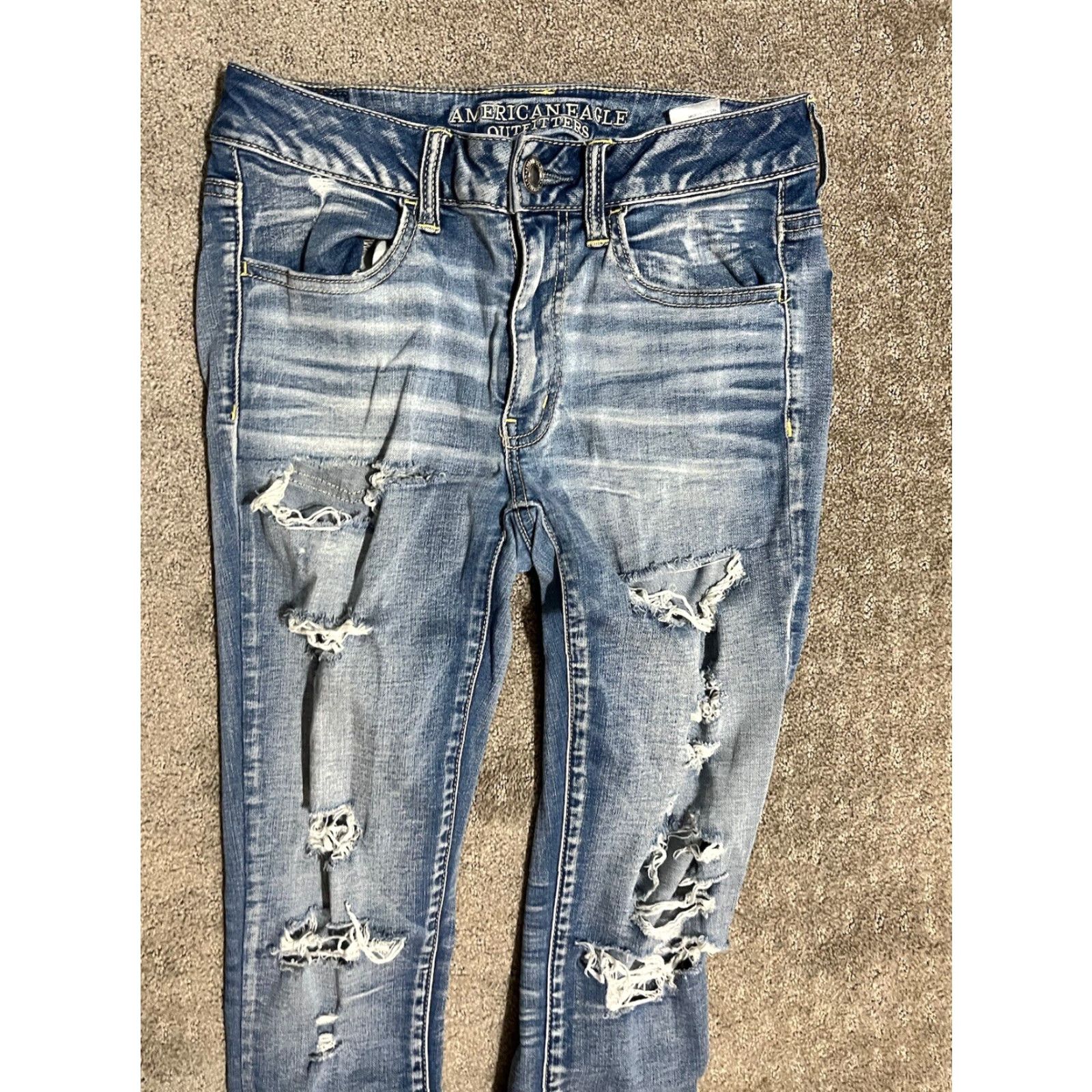 American Eagle Outfitters VINTAGE American Eagle Outfitters Womens Jegging Pants Regular 6 Blue Solid Stretch Denim Size 28" / US 6 / IT 42 - 4 Thumbnail