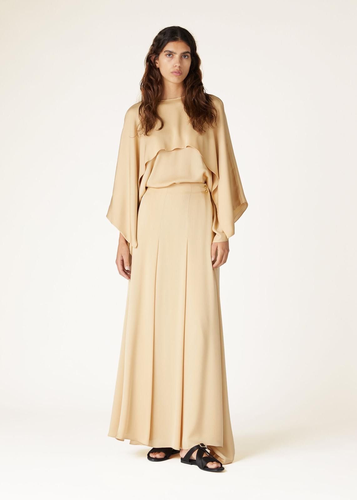 Loro Piana o1srvl11e0225 FAN8316 Linda Charmeuse Silk Skirt in Beige Size 30" / US 8 / IT 44 - 6 Thumbnail