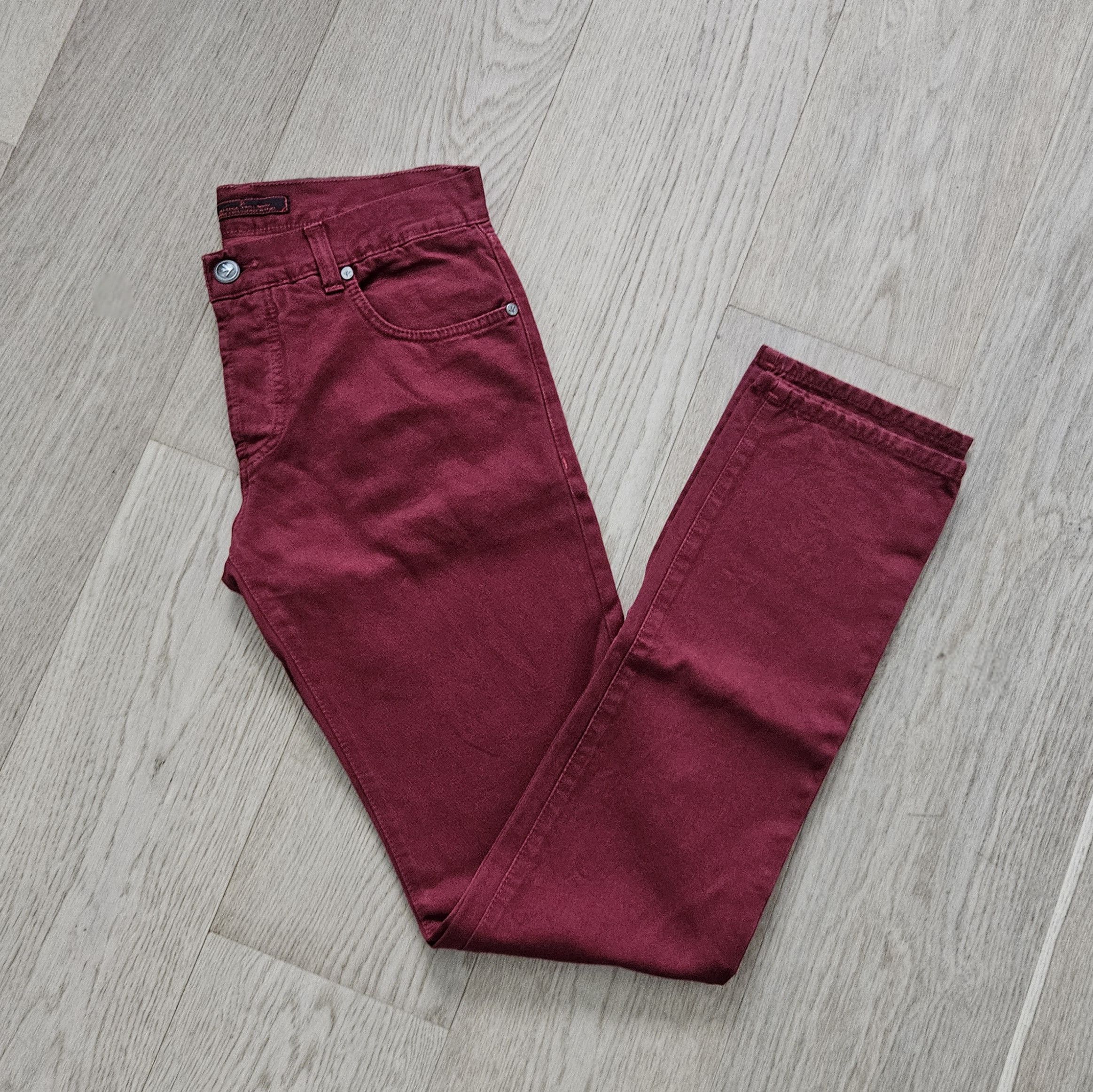 Isaia Isaia Burgundy 5-Pocket Cotton Jeans – Size 32 (48 EU) Size US 32 / EU 48 - 1 Thumbnail