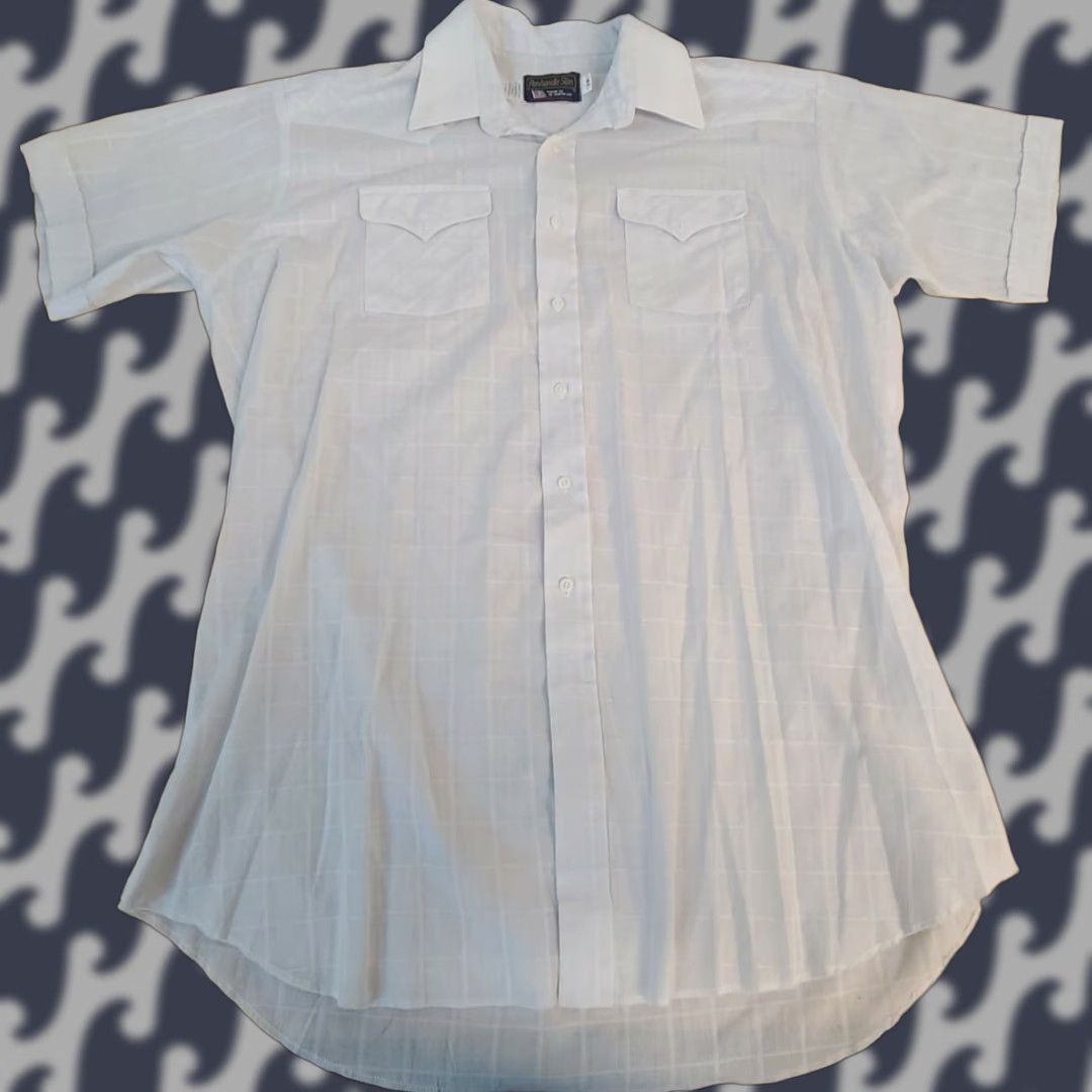 Vintage VINTAGE Panhandle Slim Western Shirt Mens 18 Short Sleeve White USA Shirt Mens Slim Western 18 White Cowboys Cowboy Mens VINTAGE Size US XXL / EU 58 / 5 - 1 Thumbnail