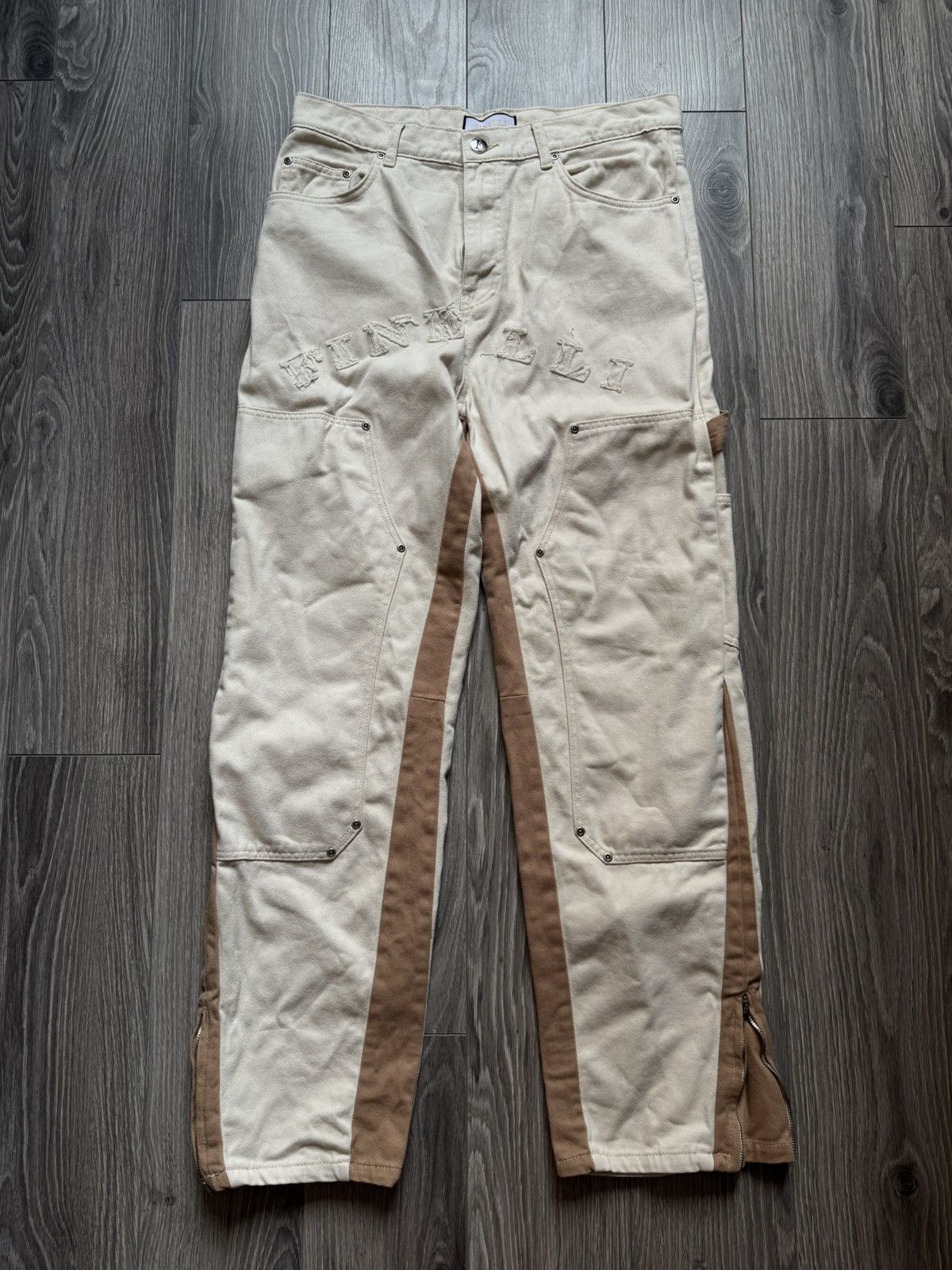Carhartt Finelli Double Knee Cream White Carpenter Jeans Size US 34 / EU 50 - 4 Thumbnail