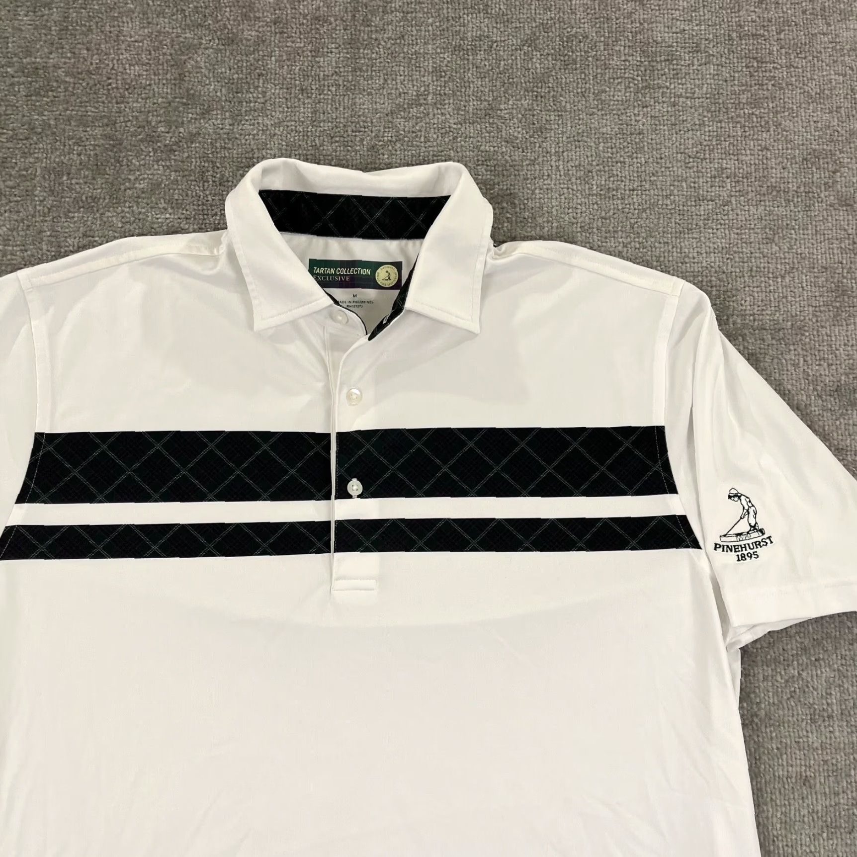 Vintage PINEHURST Polo Mens M White Tartan Collection Golf Shirt Performance S/S Size US M / EU 48-50 / 2 - 2 Thumbnail