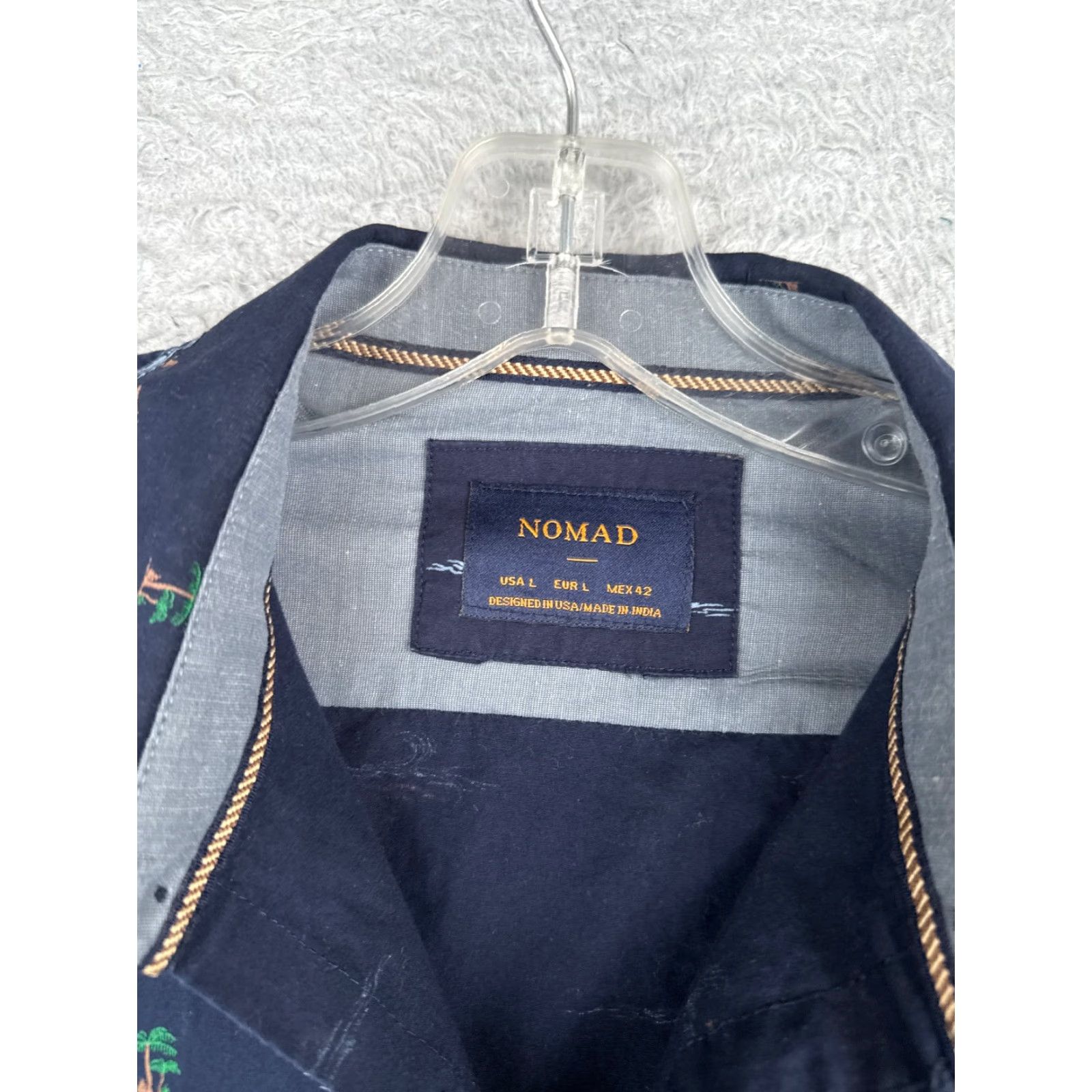 Nomad Nomad Shirt Men Large Blue Palm Surfer All Over Print Hawaiian 100% Cotton Mens Size US L / EU 52-54 / 3 - 7 Thumbnail