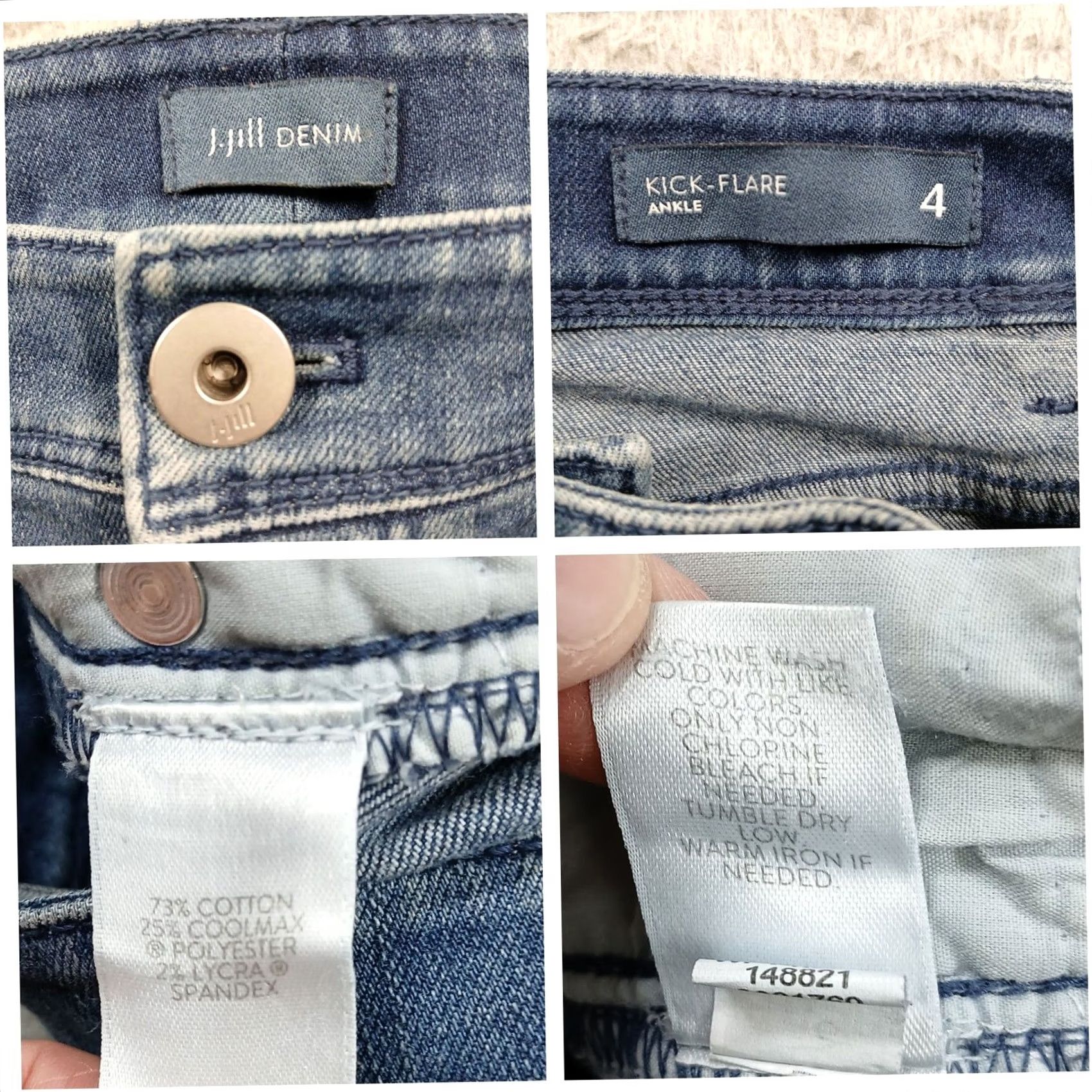 J. Jill VINTAGE J.Jill Kick-Flare Ankle Jeans 4 Blue Cotton Blend Raw Hem Coolmax [Used] Size 27" / US 4 / IT 40 - 4 Thumbnail