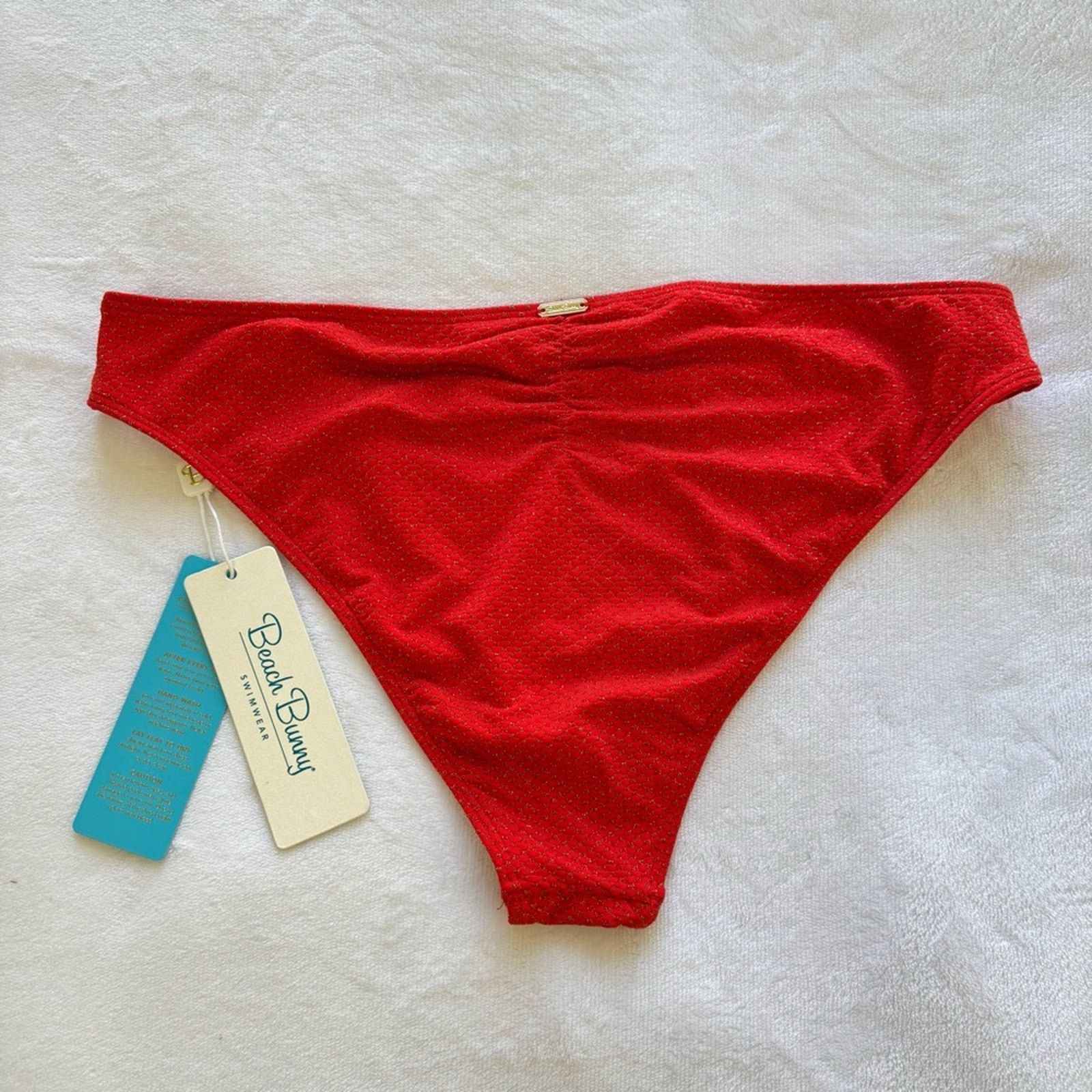 NBDN Nobrandedon NWT! Beach Bunny Red Shimmer Swim Bottom, Size XL Size XL / US 12-14 / IT 48-50 - 7 Thumbnail