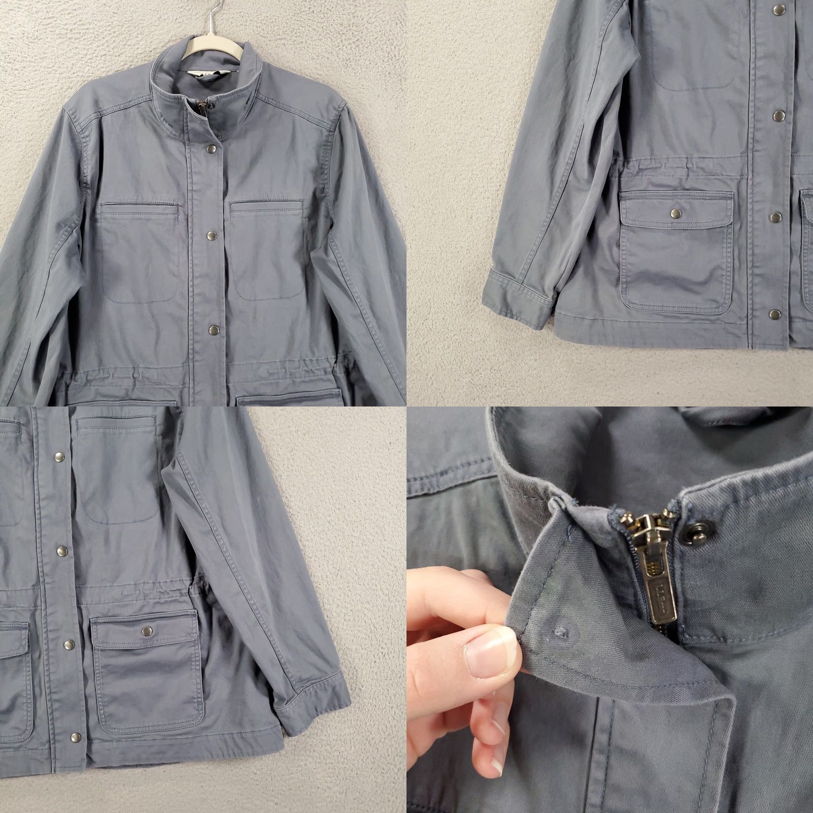 Vintage L.L. Bean Jacket Women XL Beanflex Utility Gray Blue Full Zip Snap Up Stretch Jacket Size XL / US 12-14 / IT 48-50 - 8 Thumbnail