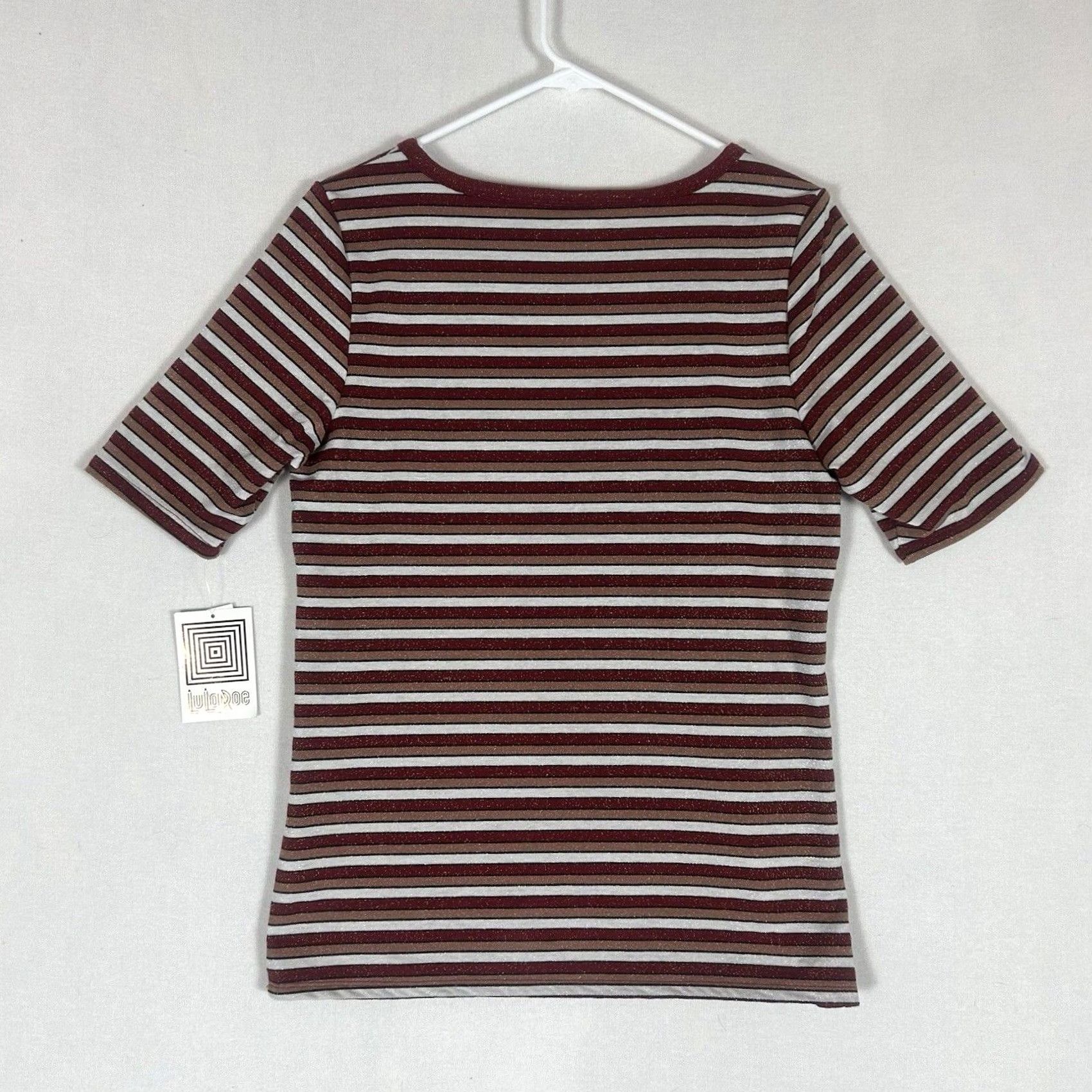 Vintage Lularoe Gigi Short Sleeve Shirt Womens L Striped Stretch Fitted S/S NWT Size L / US 10 / IT 46 - 7 Thumbnail