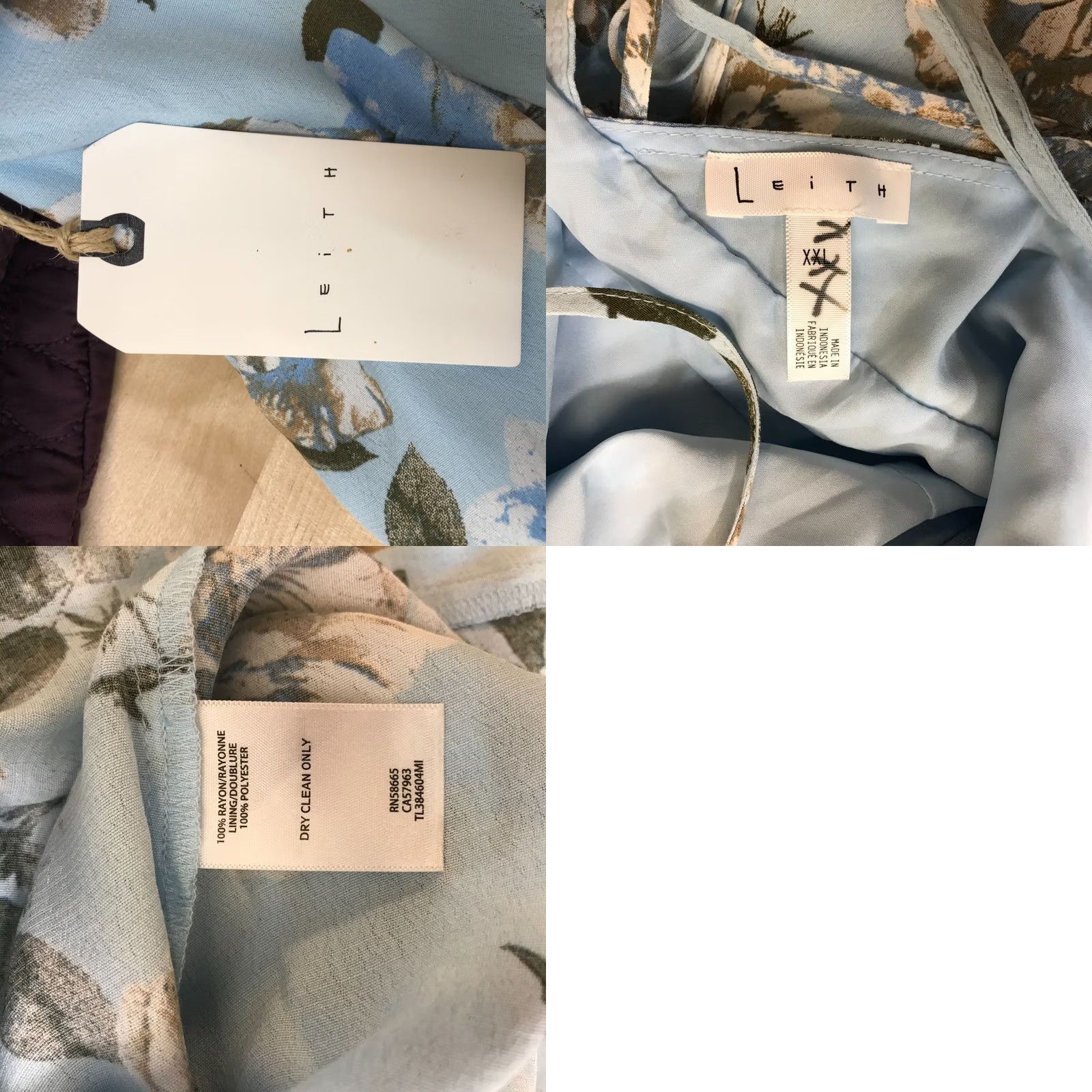Vintage VINTAGE LEITH Women's XXL BLUE FLORAL SPAGHETTI STRAP 100% RAYON MAXI DRESS Size XXL / US 16-18 / IT 52-54 - 8 Thumbnail