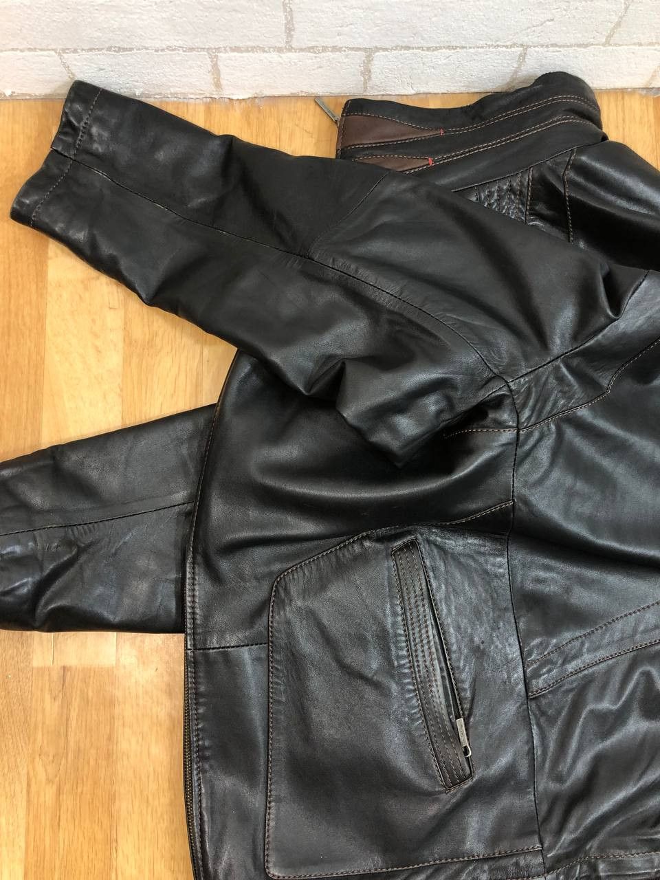 Genuine Leather 90s genuine leather gray boxy bomber jacket avant garde Size US L / EU 52-54 / 3 - 8 Thumbnail