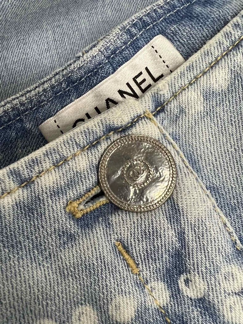 Chanel Chanel 25P light blue knitted chain straight jeans Size 24" / US 00 / IT 34 - 4 Thumbnail