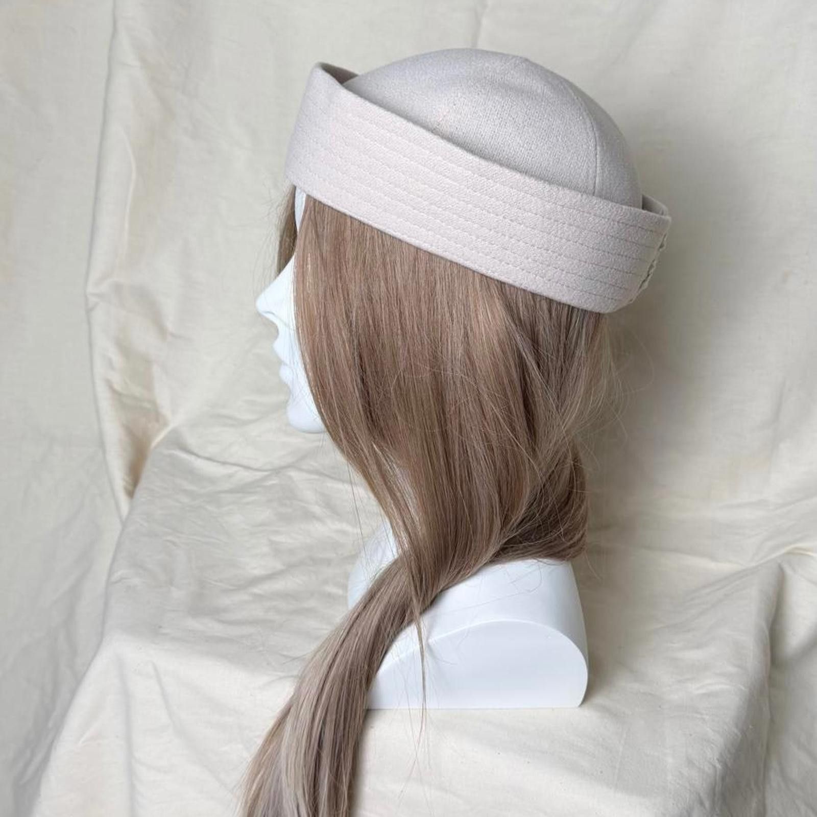Japanese Brand Beige Wool Eyelet Beret Sailor Hat Y2K French Girl Size ONE SIZE - 4 Thumbnail