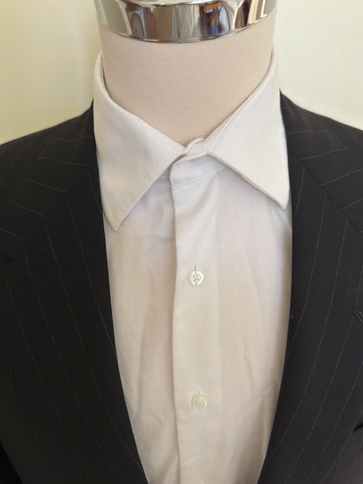 Oxxford Clothes OXXFORD CLOTHES Black Pinstripe Wool Suit Size 42T $4295 Size 42L - 3 Thumbnail