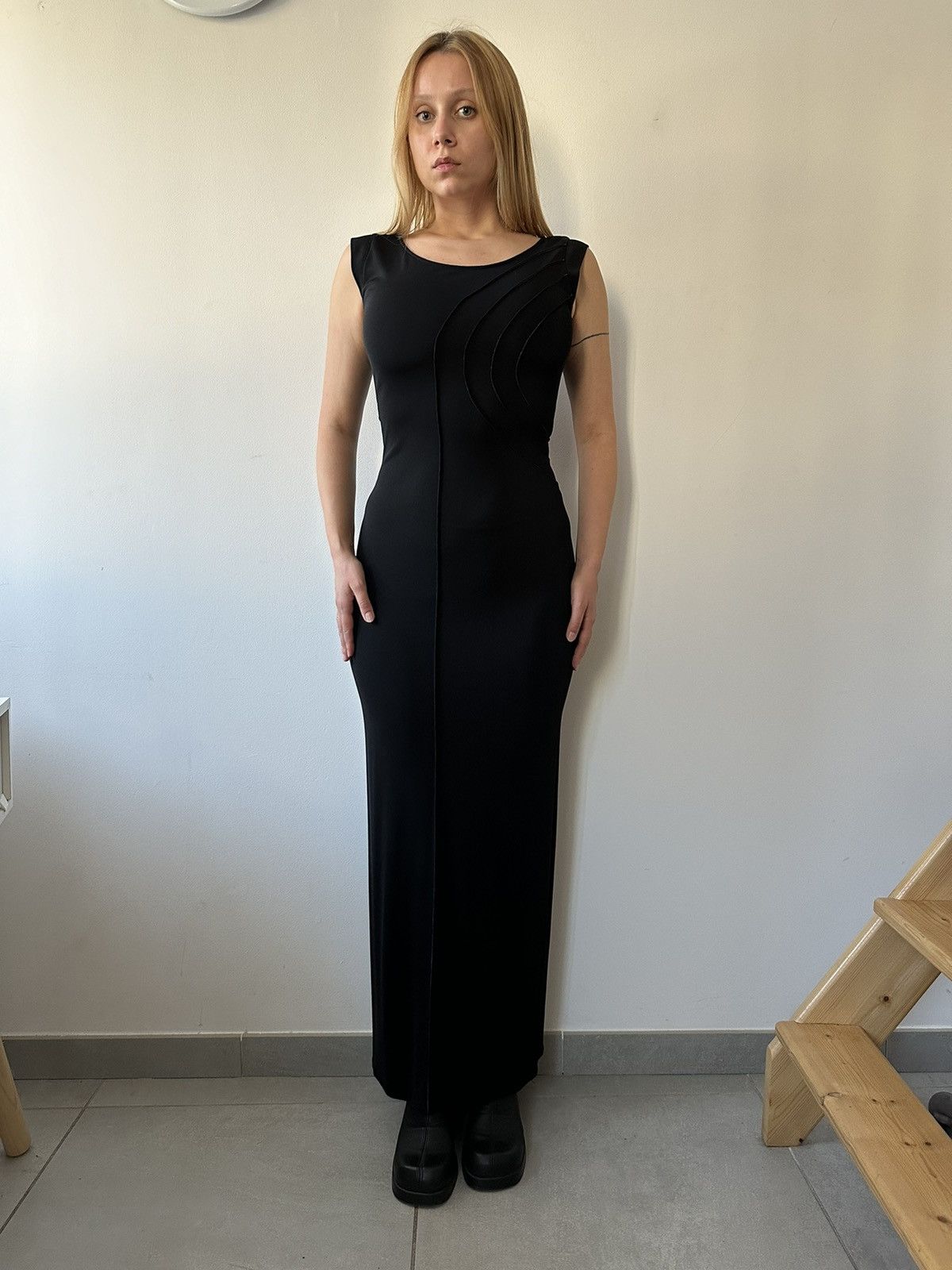 Paco Rabanne Paco Rabanne Late 90s Black Floor Length Dress Size M / US 6-8 / IT 42-44 - 9 Thumbnail