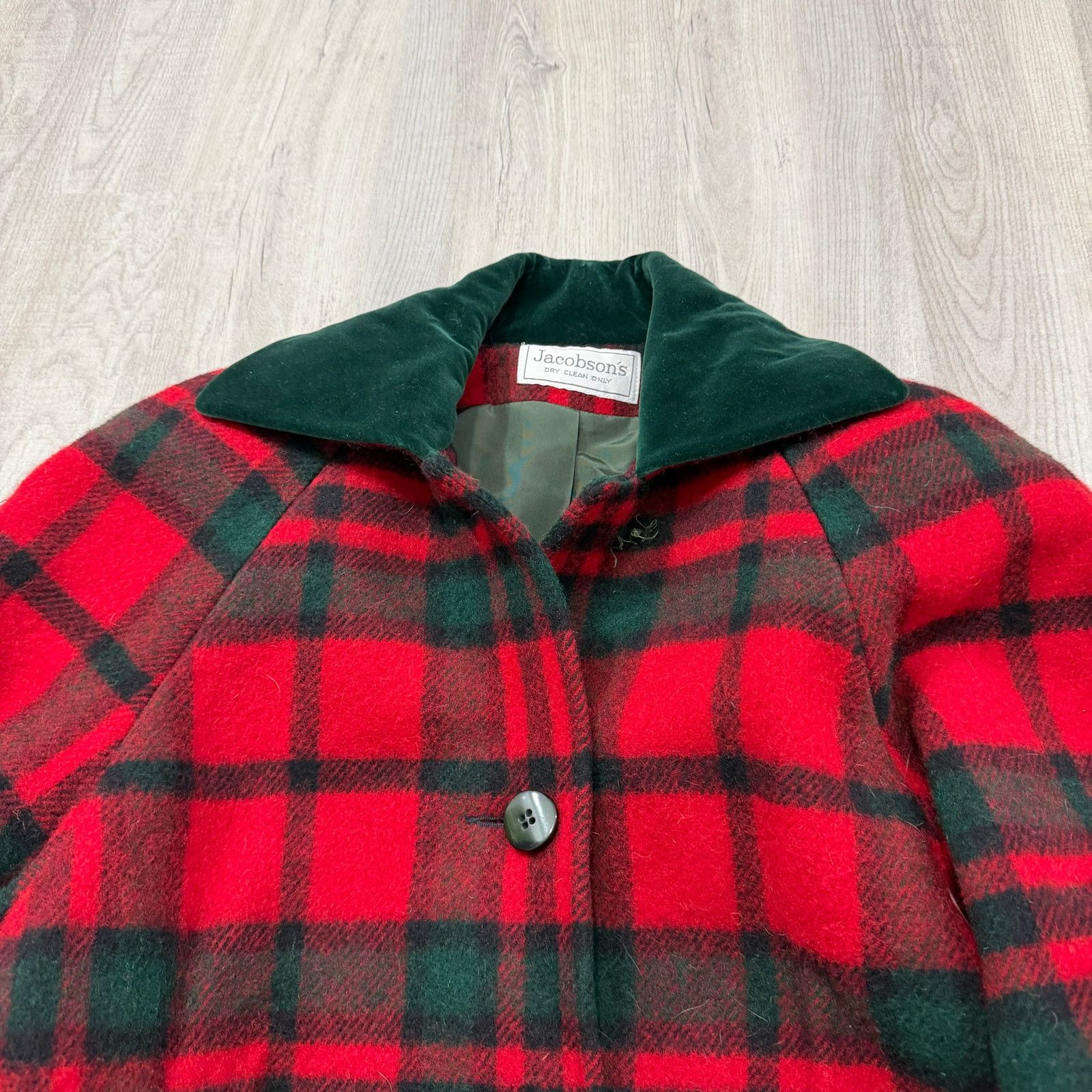 Vintage Vintage Jacobsons Wool Down Coat Red Green Tartan Plaid Size L / US 10 / IT 46 - 3 Thumbnail