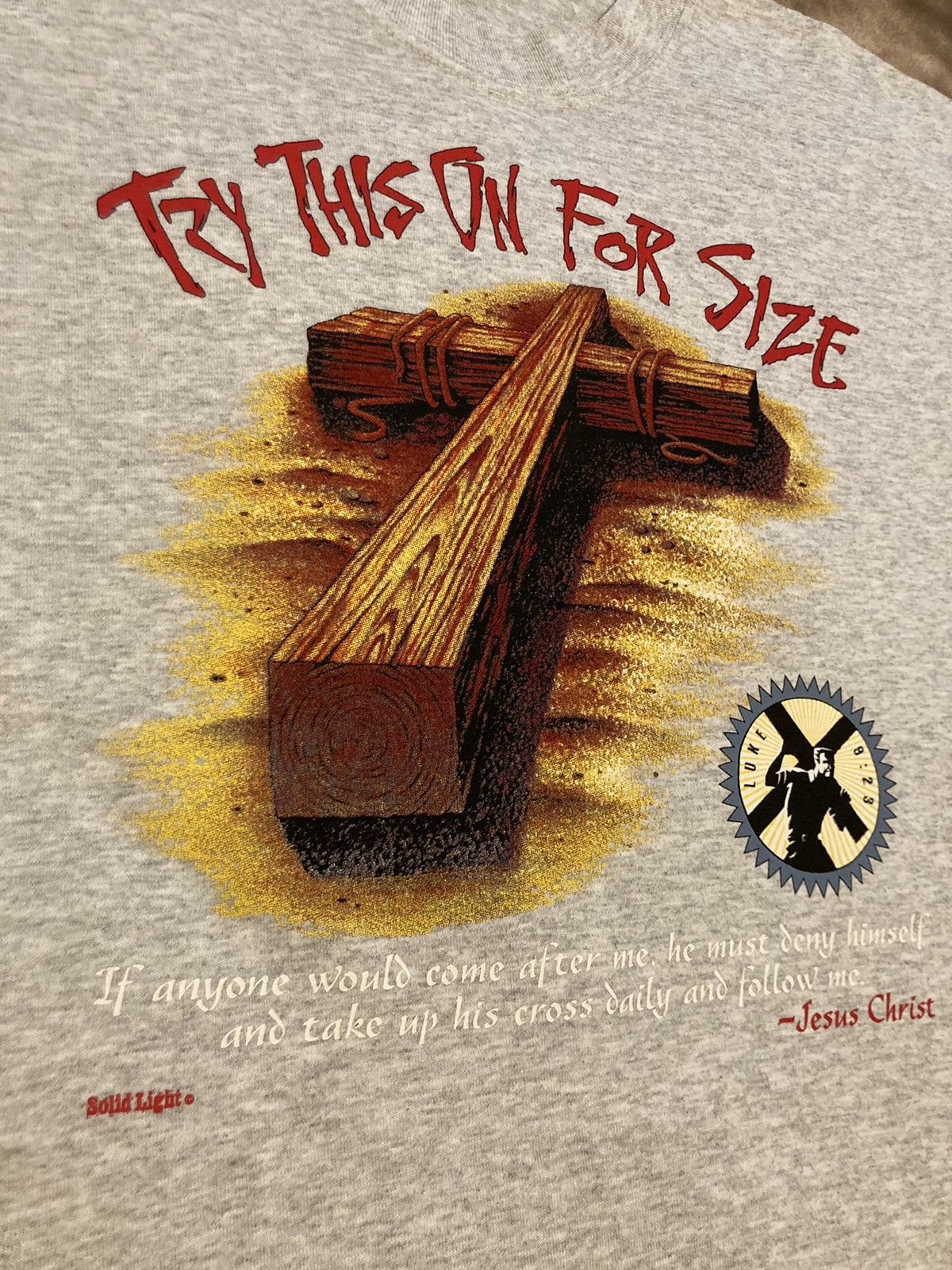 Vintage Vintage 90s Jesus Christ Crucifixion Cross God T-shirt Size US XL / EU 56 / 4 - 2 Thumbnail