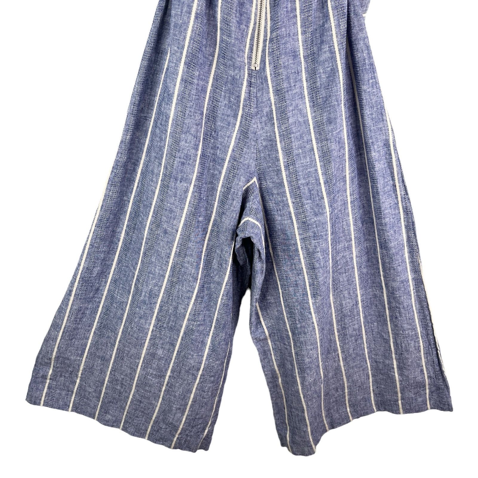 ALICE + OLIVIA Lucie Linen Striped Strapless Jumpsuit 0