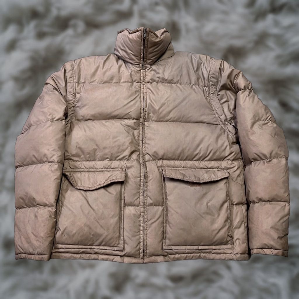 Vintage VINTAGE Ski Daddle Puffer Jacket Mens XL 60s 70s Snow Down Zip Up Beige Nylon Softshell Quilted Zipper Down Jacket Casual Skiing Front Zip Mid-Length Size US XL / EU 56 / 4 - 1 Thumbnail