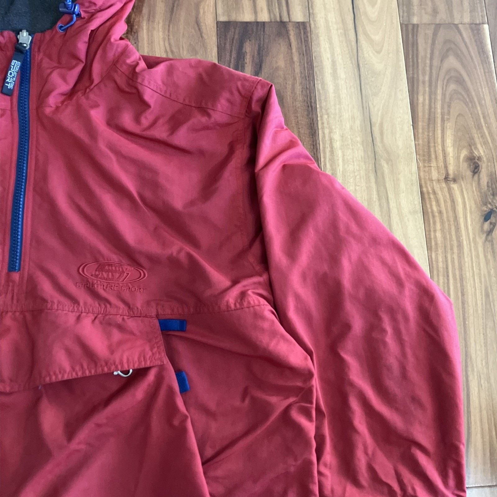 Structure Vintage Structure Sport Parka Jacket Men M Red Hood Pullover Size US M / EU 48-50 / 2 - 9 Thumbnail