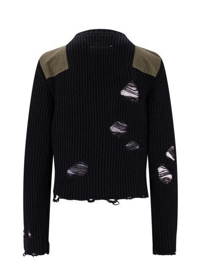 Maison Margiela !DS! SS23 Maison Margiela Distressed Black Knitted Sweater Size XXL / US 16-18 / IT 52-54 - 2 Thumbnail