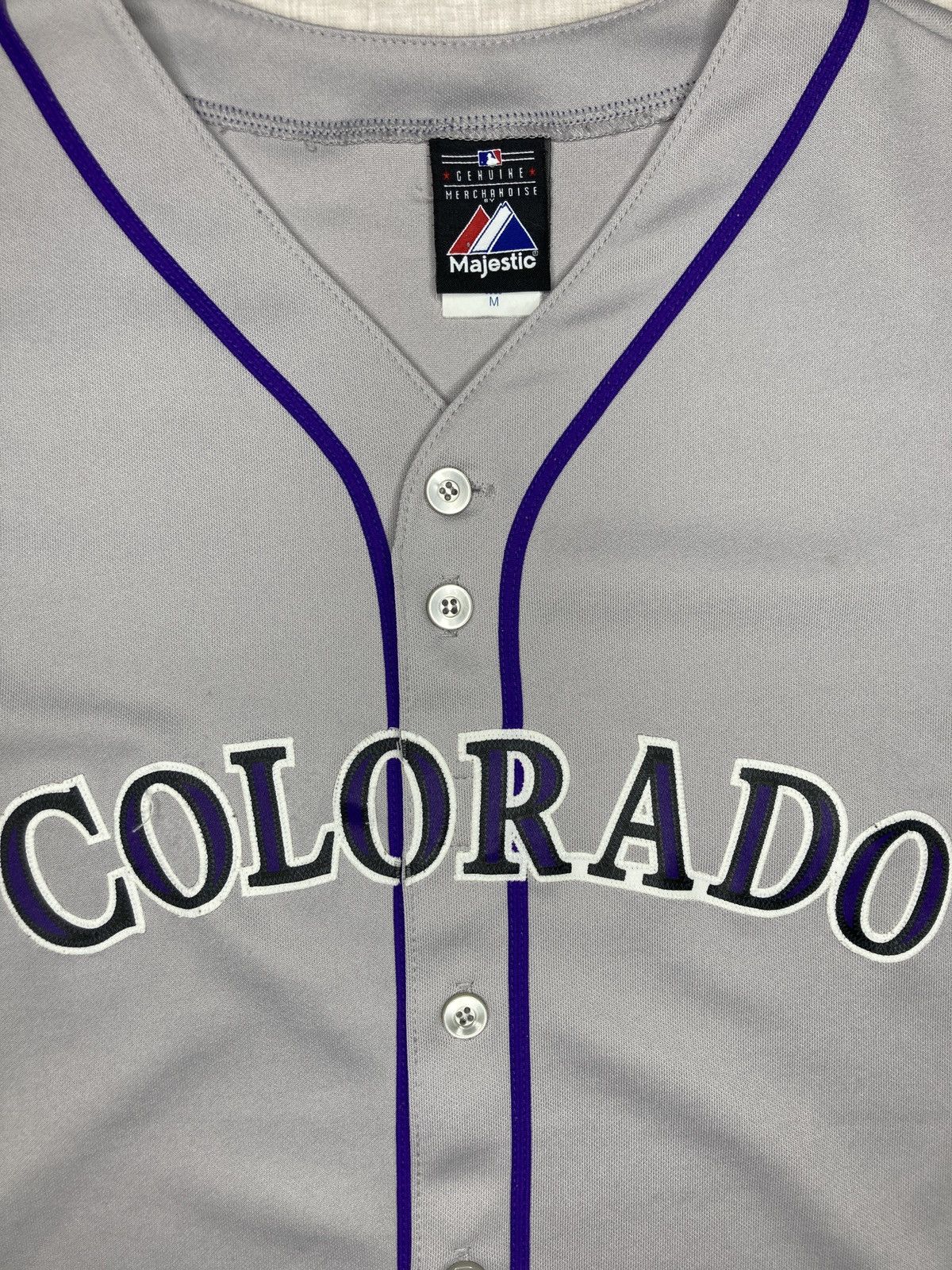 Majestic Two-Button Colorado Rockies Youth Jersey in Black Size Small