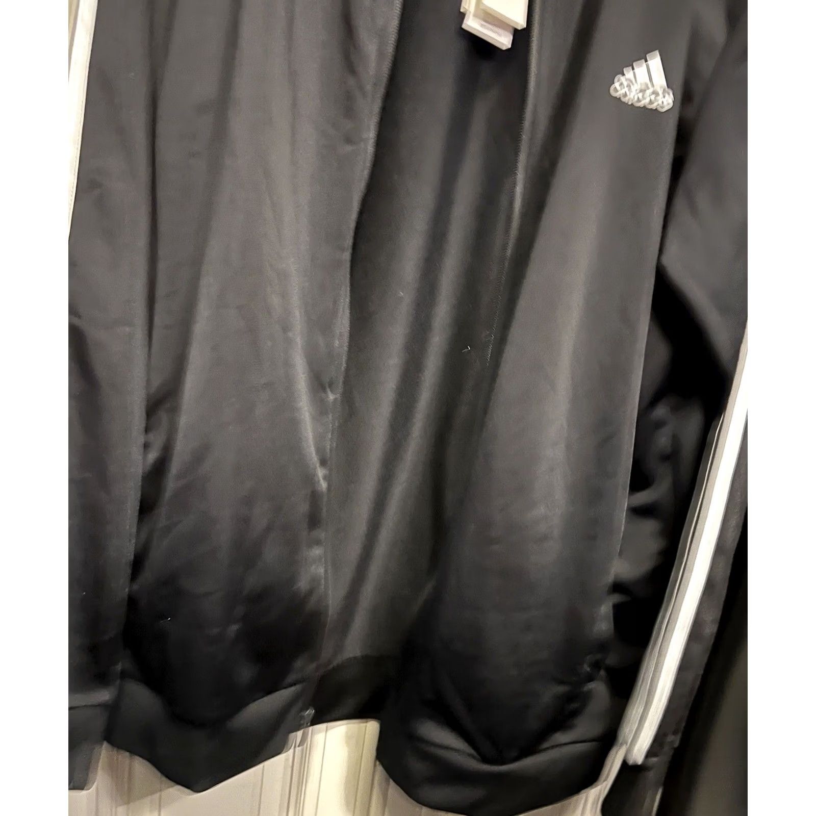 Adidas Adidas Men's Zip Front Jacket Black White Stripes Pockets Size XL Track Jacket Size US XL / EU 56 / 4 - 2 Thumbnail