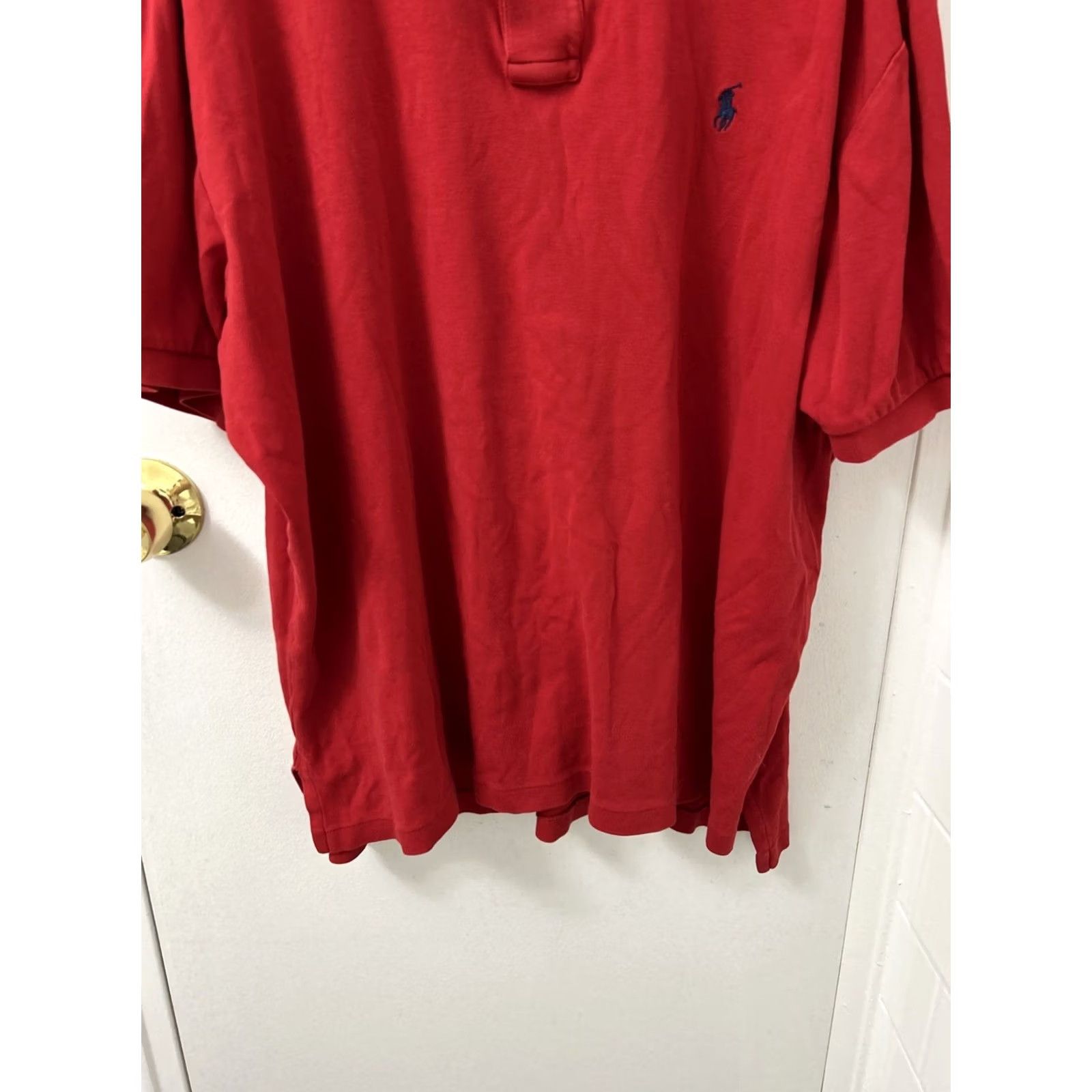 Polo Ralph Lauren VINTAGE Polo Ralph Lauren Shirt XL Mens Red Cotton Short Sleeve Blue Pony Decade 90s Golf Casual Size US XL / EU 56 / 4 - 3 Thumbnail