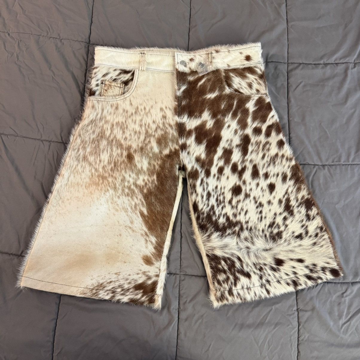 Tan Cowhide Leather Shorts
