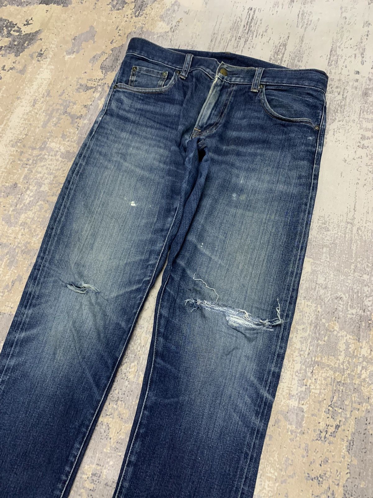 Japanese Brand Distressed Uniqlo Selvedge Undercover Style Jeans 34x31 Size US 35 - 3 Thumbnail