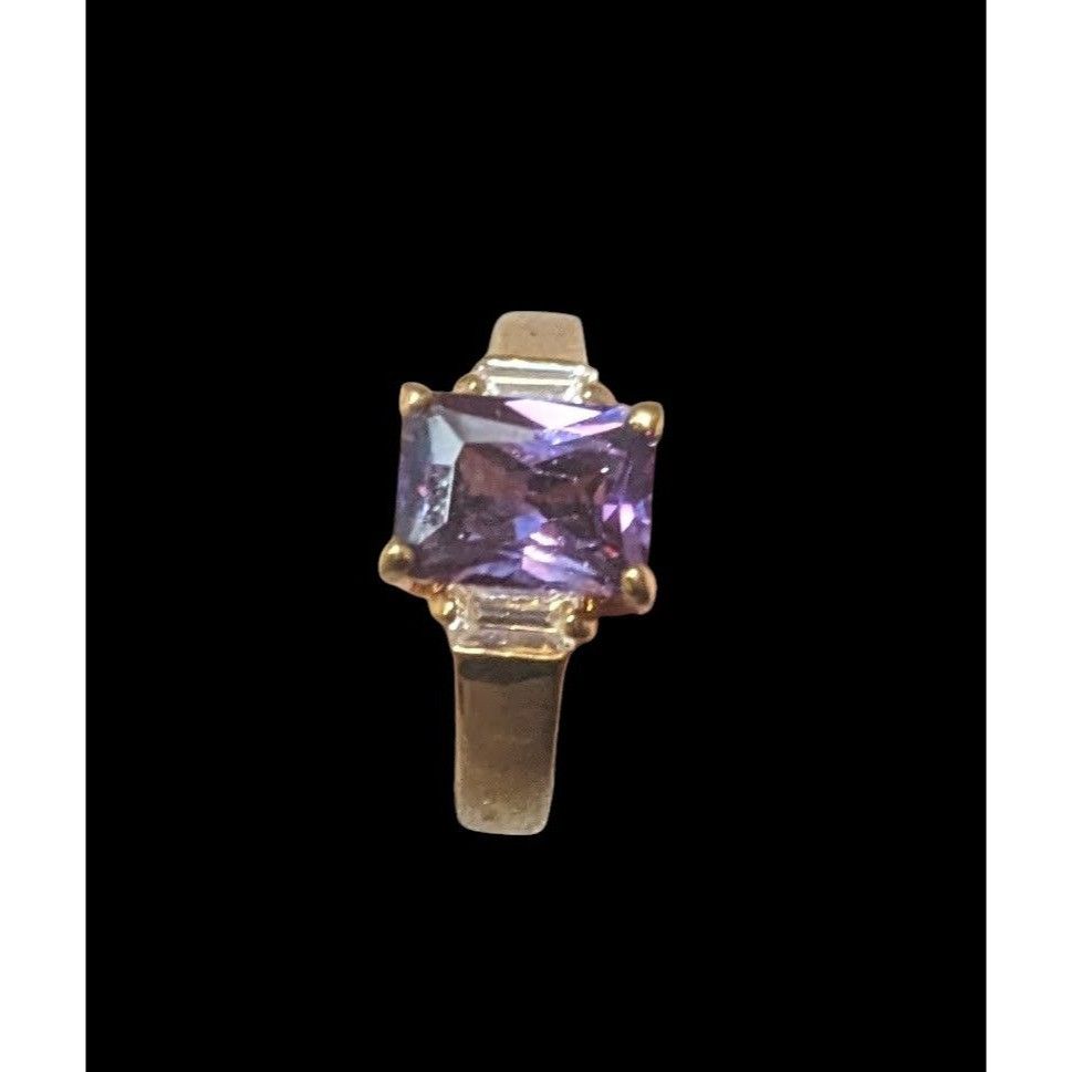 Other Whimsical Fantasy Purple Stone Bright Gold Tone Ring Size Size ONE SIZE - 16 Thumbnail