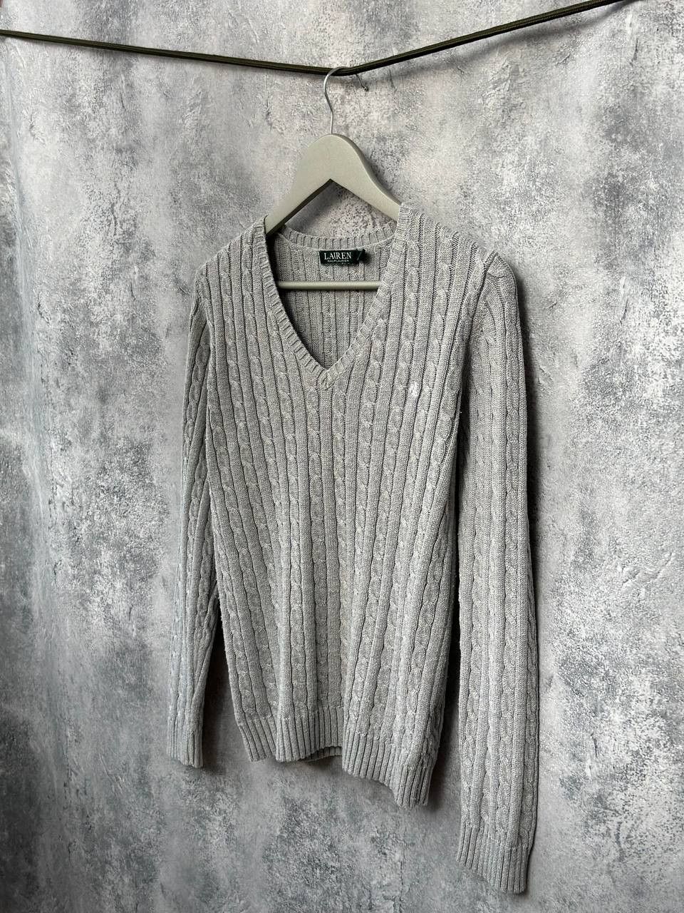 Lauren Ralph Lauren Lauren Ralph Lauren Cable Knit V-Neck Sweater Gray Jumper Size M / US 6-8 / IT 42-44 - 1 Thumbnail