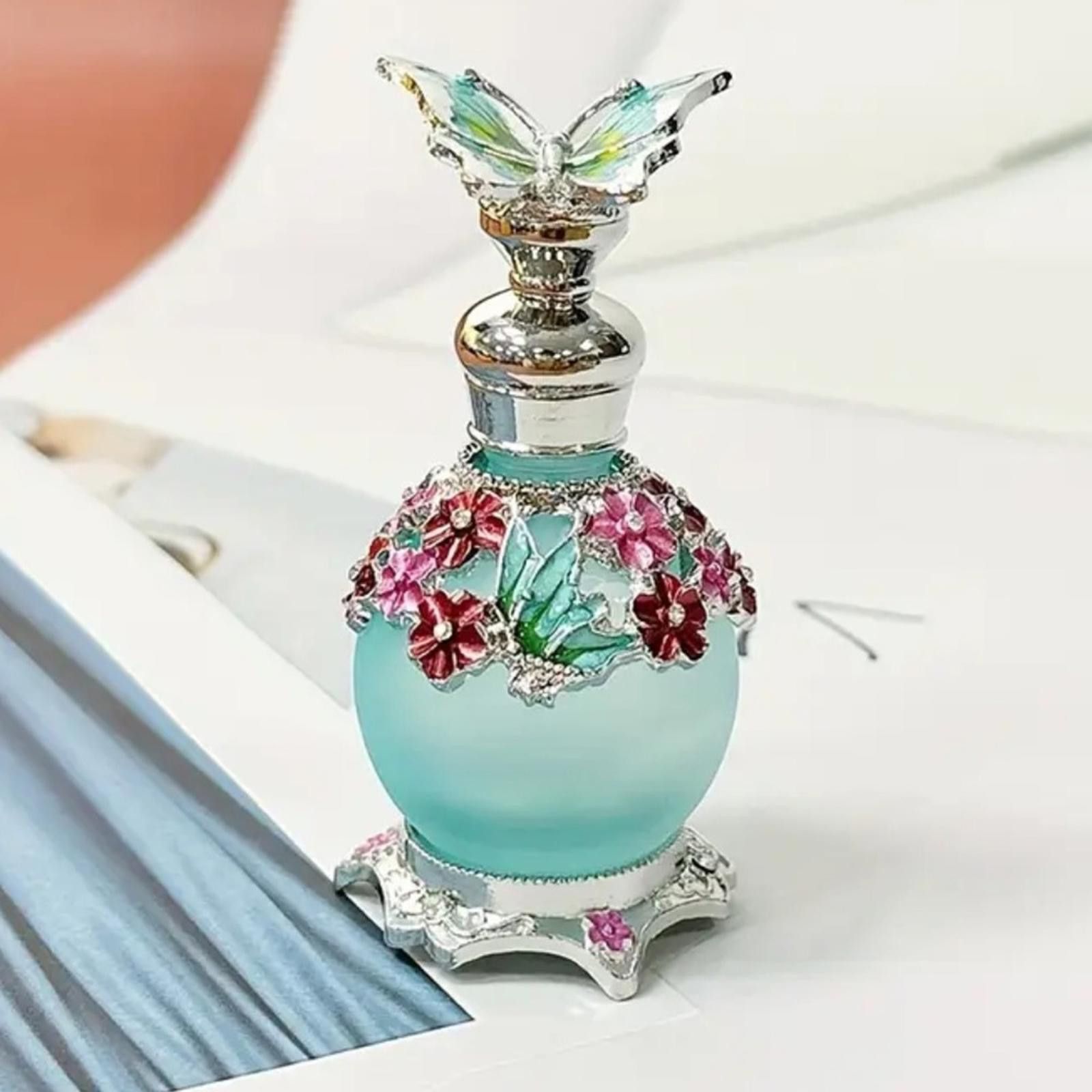 Designer Decorative Butterfly Silver and Blue Perfume Bottle NWT Size ONE SIZE - 2 Thumbnail
