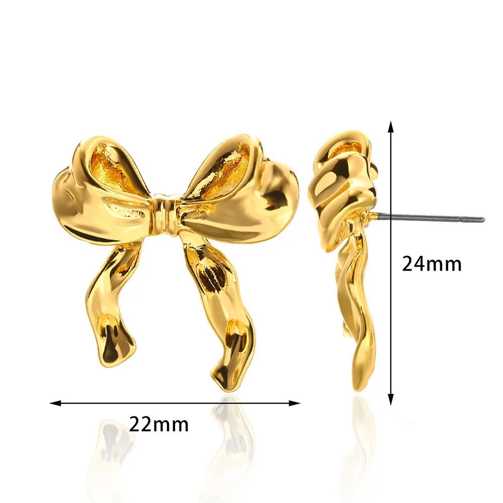 Other Gold Color Bow Stud Nail Earring Size ONE SIZE - 3 Thumbnail