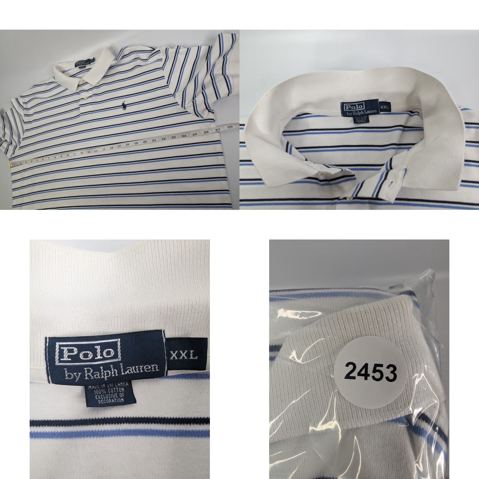 Polo Ralph Lauren VINTAGE Polo Ralph Lauren Short Sleeve Polo Men 2XL Blue White Striped Pony Shirt Size US XXL / EU 58 / 5 - 8 Thumbnail