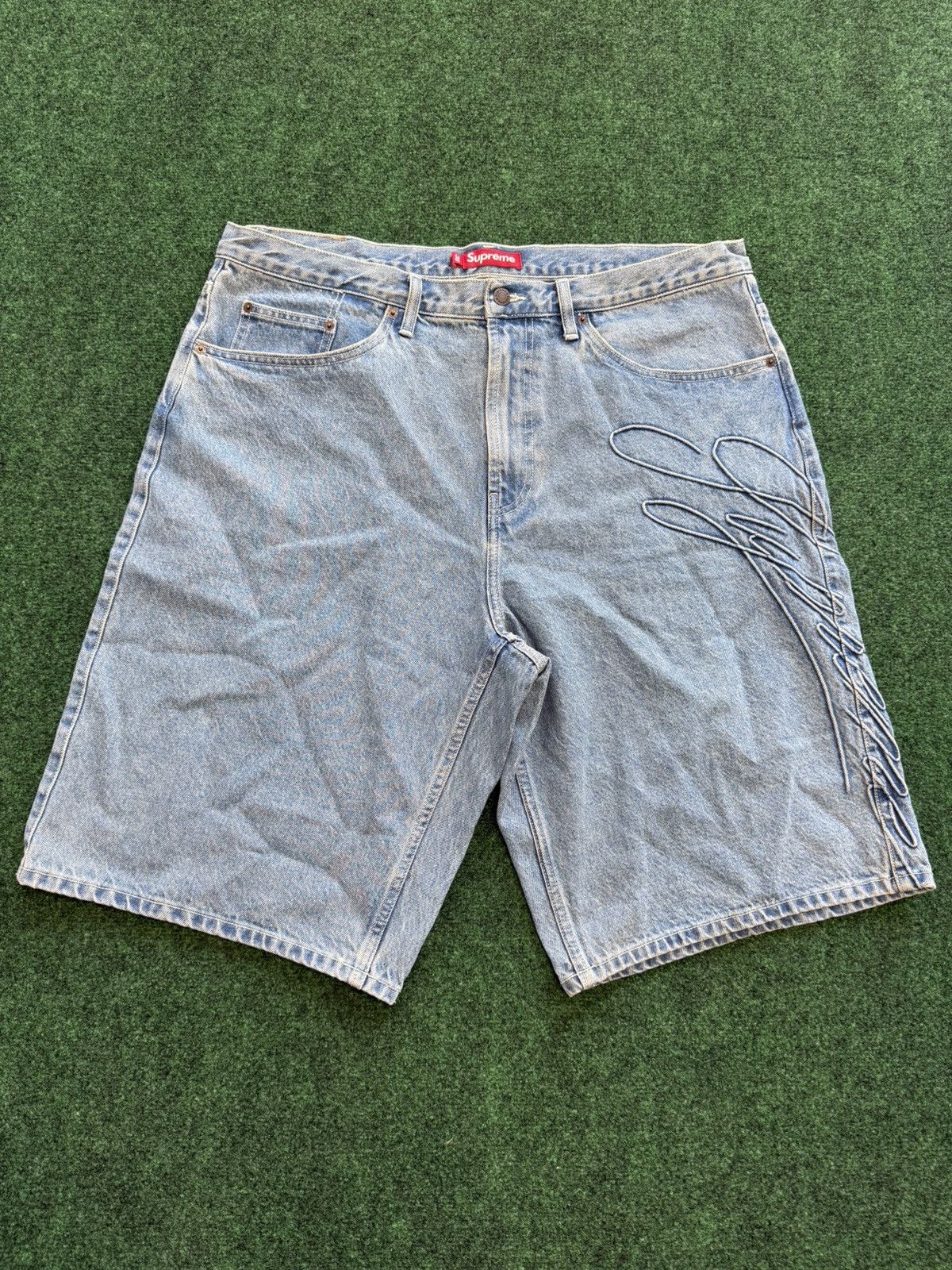 パンツ supreme baggy denim short bleached 36 Supreme Baggy Denim Short 販売 Bleached 36 Supreme Baggy Denim
