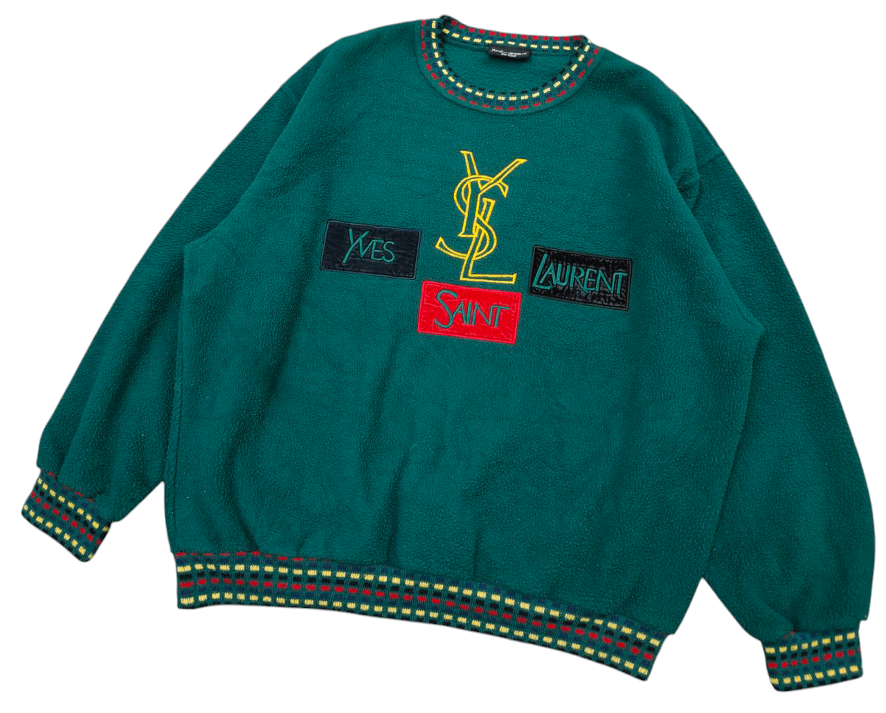 Yves Saint Laurent YSL Big Logo Fleece Sweatshirt, Made In Italy Size US M / EU 48-50 / 2 - 1 Thumbnail