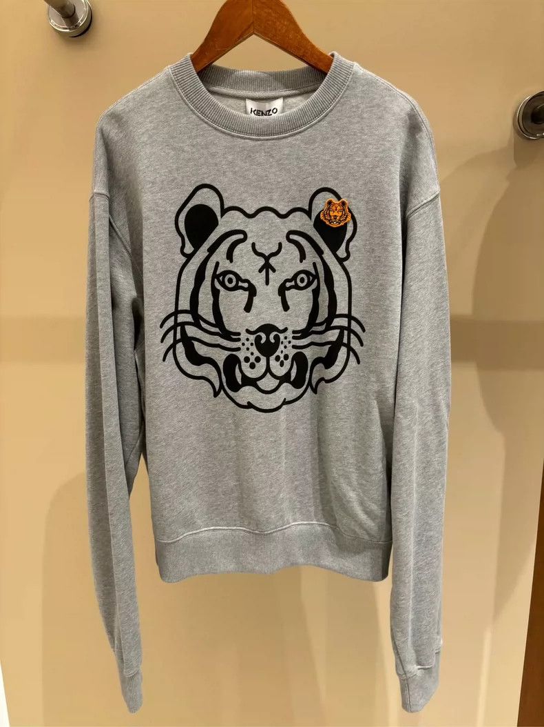 Kenzo KENZO Gray tiger head embroidery hoodie Size US S / EU 44-46 / 1 - 1 Thumbnail